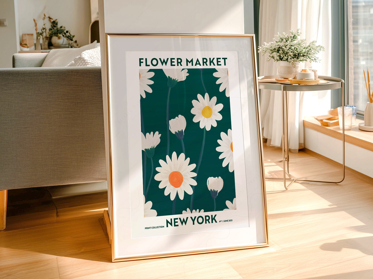 Flower Market New York, Famous City Poster, Travel Gift Idea, Floral Wall Art