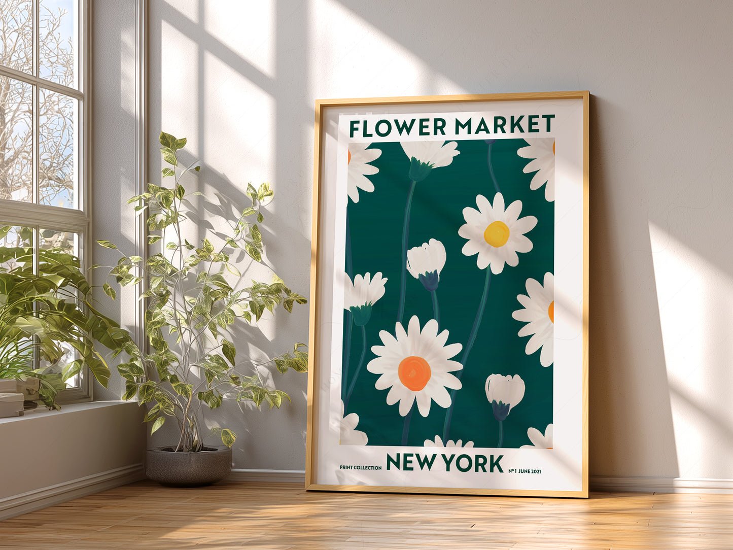 Flower Market New York, Famous City Poster, Travel Gift Idea, Floral Wall Art