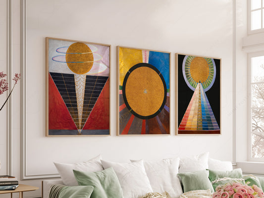 Hilma Af Klint, Set of 3 Posters, Altarpiece series, The Humanity reaching to divinity, Union Art, Beyond the visible