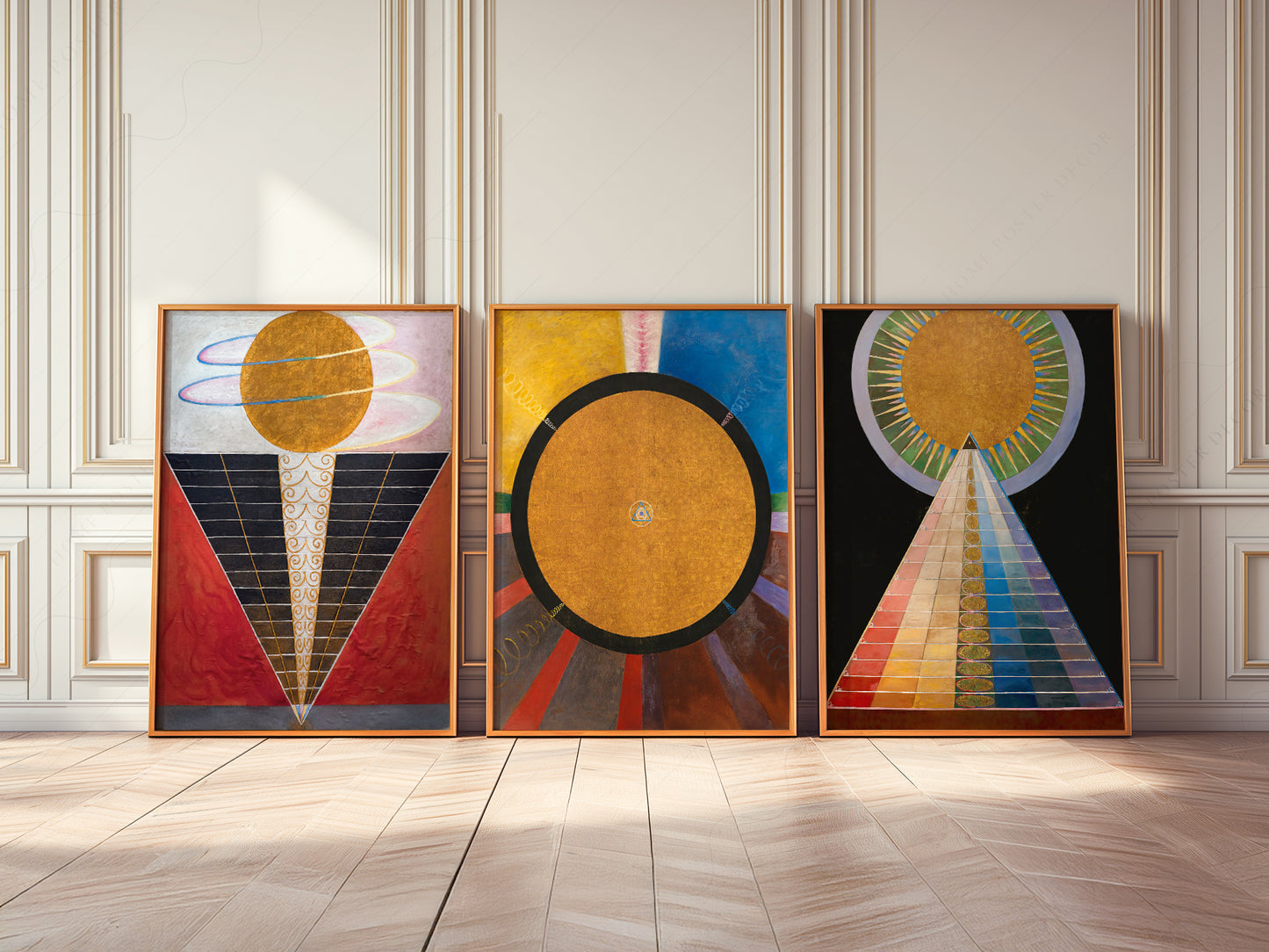 Hilma Af Klint, Set of 3 Posters, Altarpiece series, The Humanity reaching to divinity, Union Art, Beyond the visible