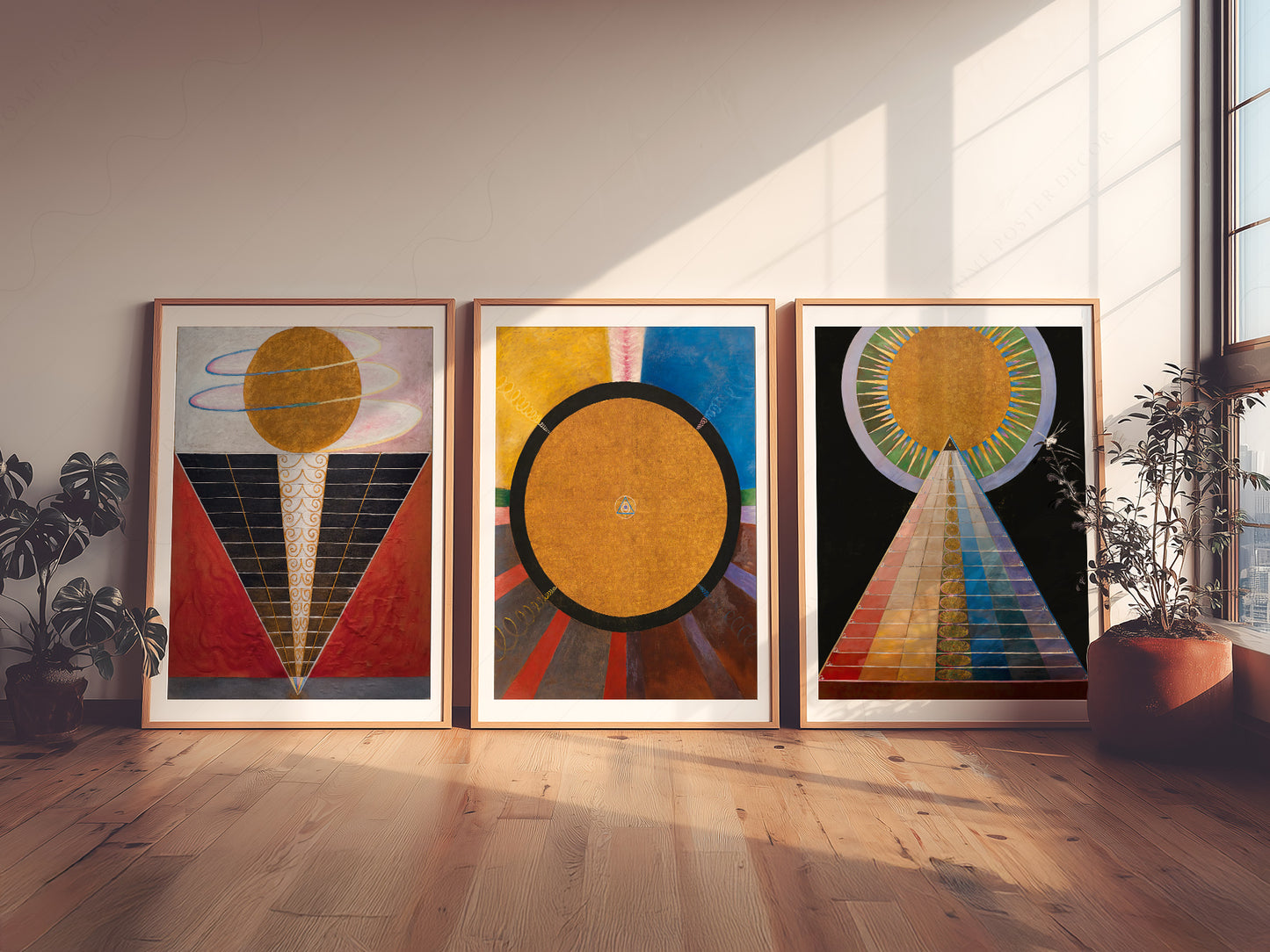 Hilma Af Klint, Set of 3 Posters, Altarpiece series, The Humanity reaching to divinity, Union Art, Beyond the visible