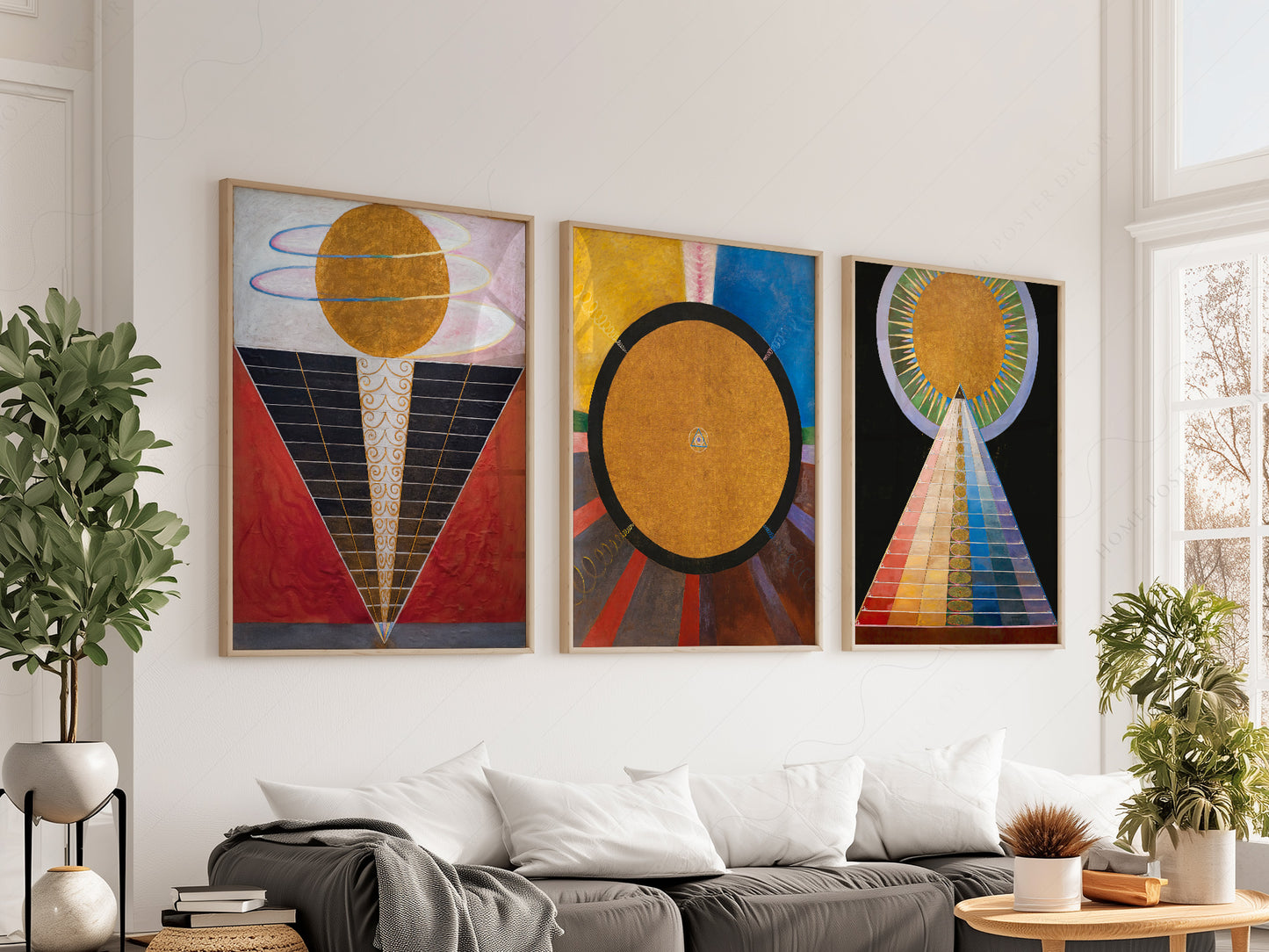 Hilma Af Klint, Set of 3 Posters, Altarpiece series, The Humanity reaching to divinity, Union Art, Beyond the visible