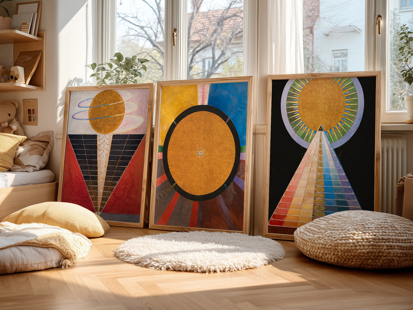 Hilma Af Klint, Set of 3 Posters, Altarpiece series, The Humanity reaching to divinity, Union Art, Beyond the visible