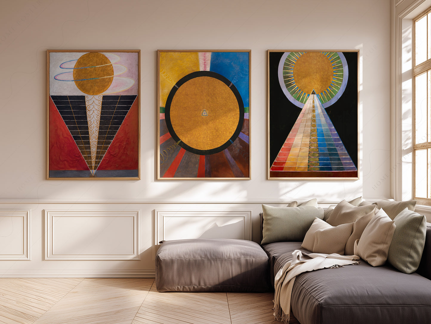 Hilma Af Klint, Set of 3 Posters, Altarpiece series, The Humanity reaching to divinity, Union Art, Beyond the visible