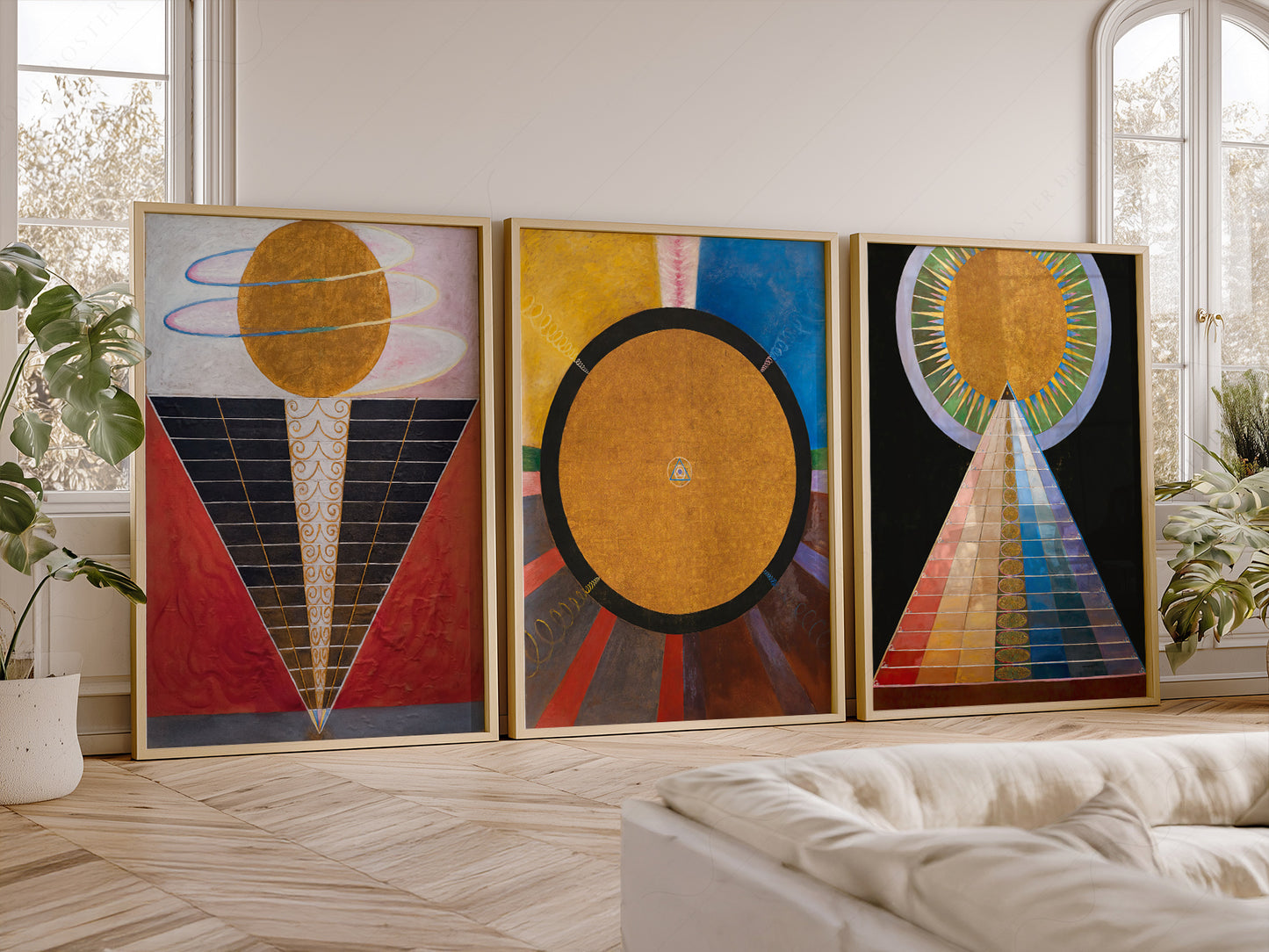 Hilma Af Klint, Set of 3 Posters, Altarpiece series, The Humanity reaching to divinity, Union Art, Beyond the visible
