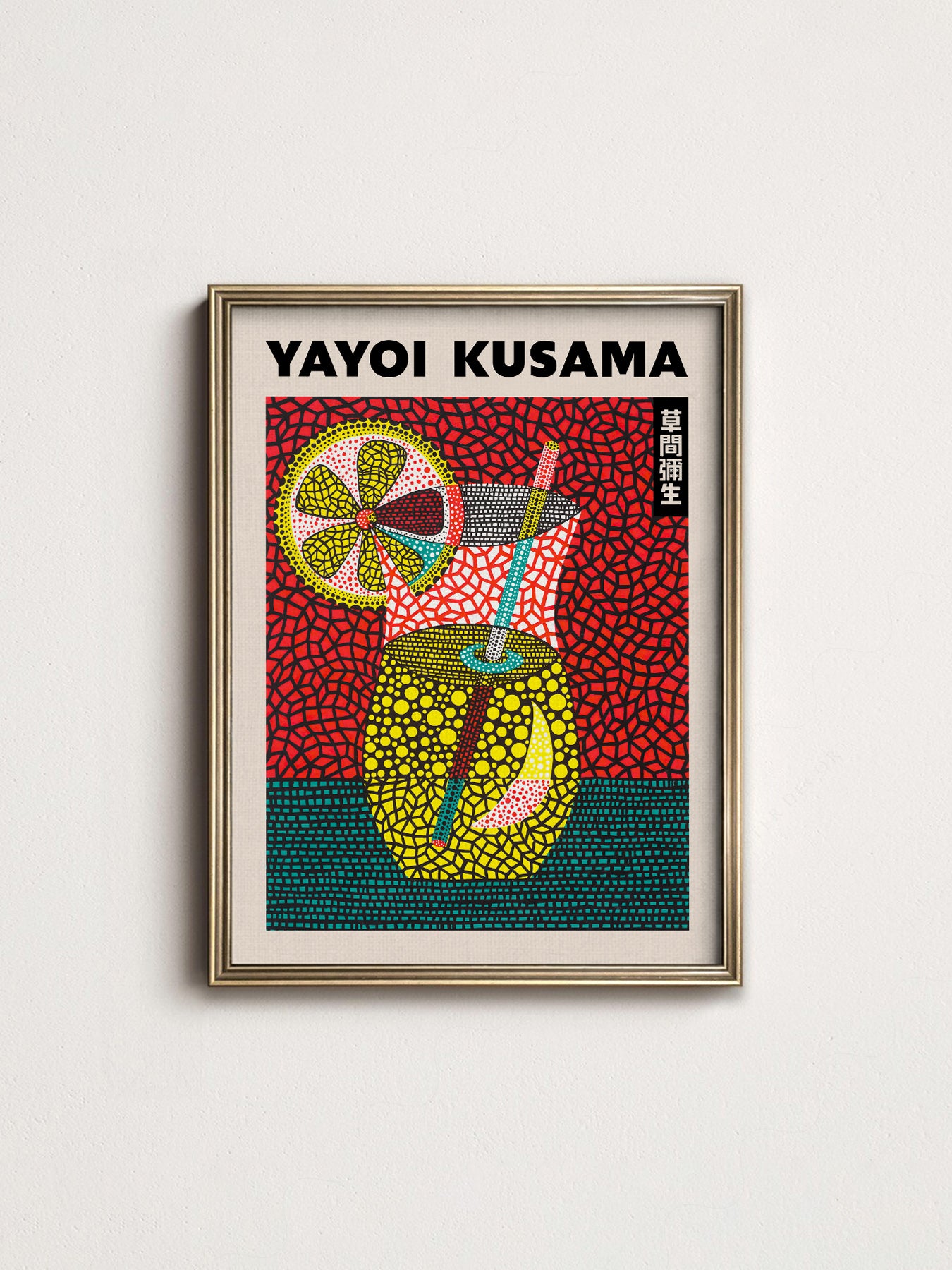 Multiple size options for Yayoi Kusama Summer Cocktail wall art print display