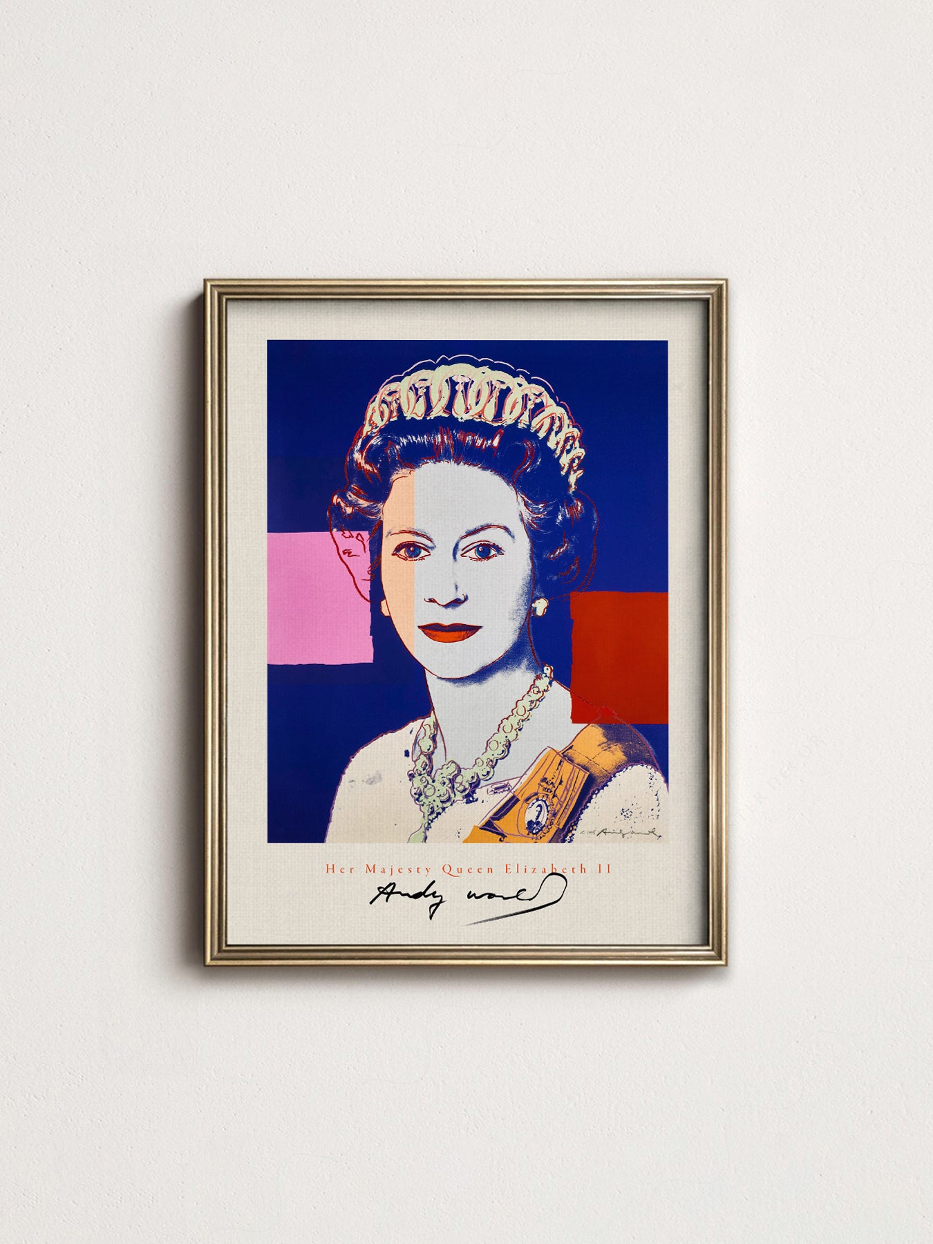 Multiple size options for Andy Warhol Queen Elizabeth II Pop wall art print display