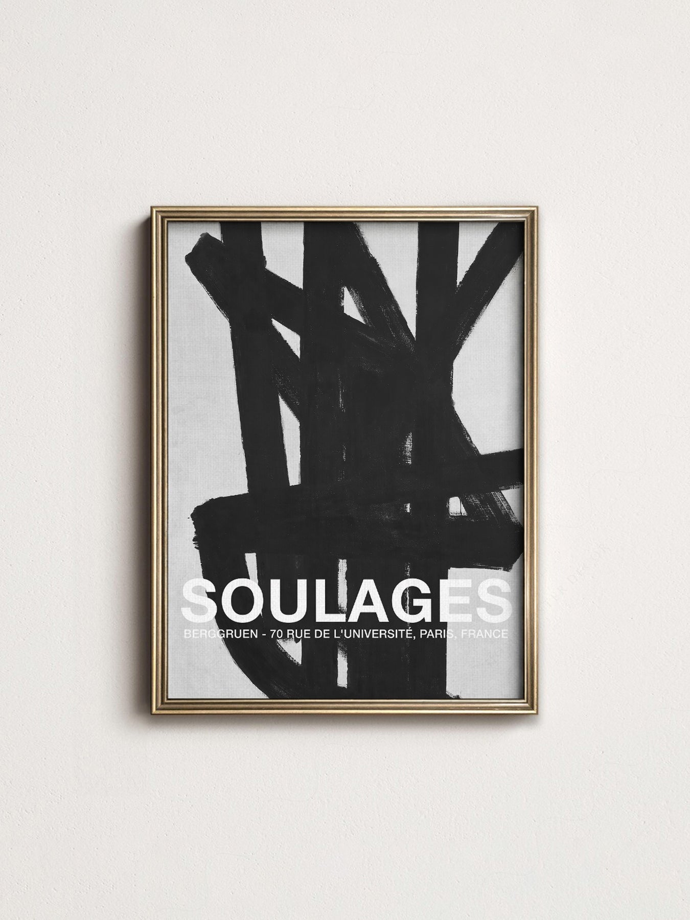 Pierre Soulages Berggruen Exhibition Poster – Abstract Modern Wall Art