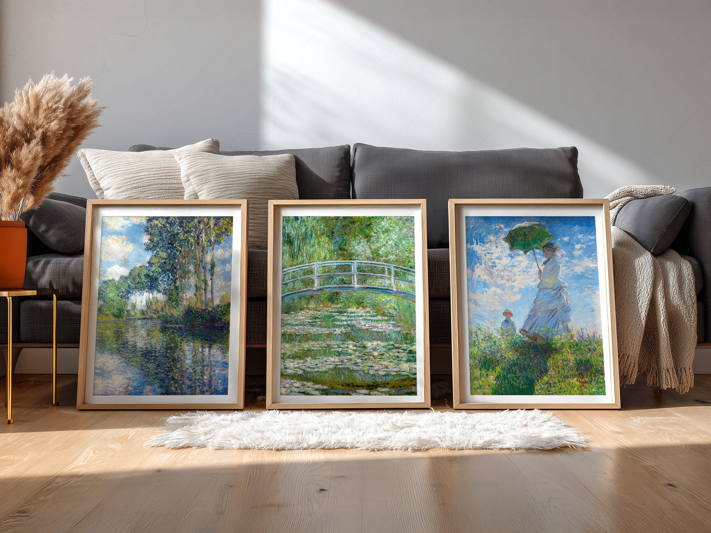 Claude Monet, Set of 3 Prints, Bridge Over a Pond, Water Lilies, Madame Monet, Poplars on the Epte