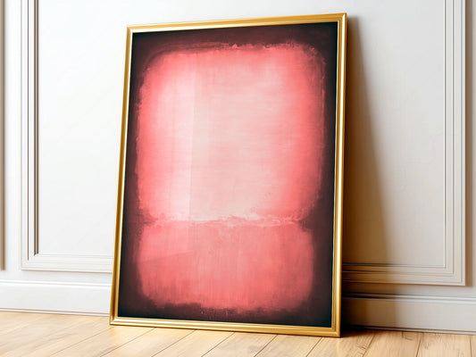 Mark Rothko Untitled abstract art print with luminous pink rectangle on black background in color field style.