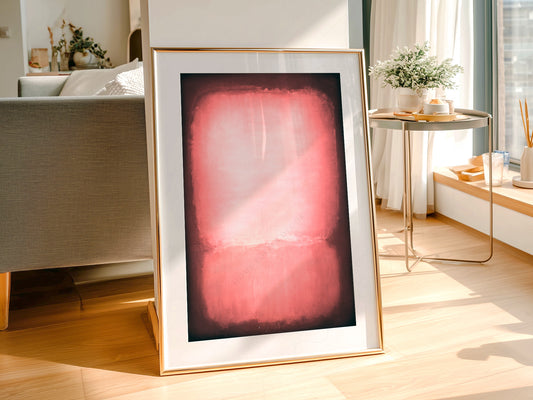 Mark Rothko Untitled Pink and Black wall art print displayed in a bright modern living room