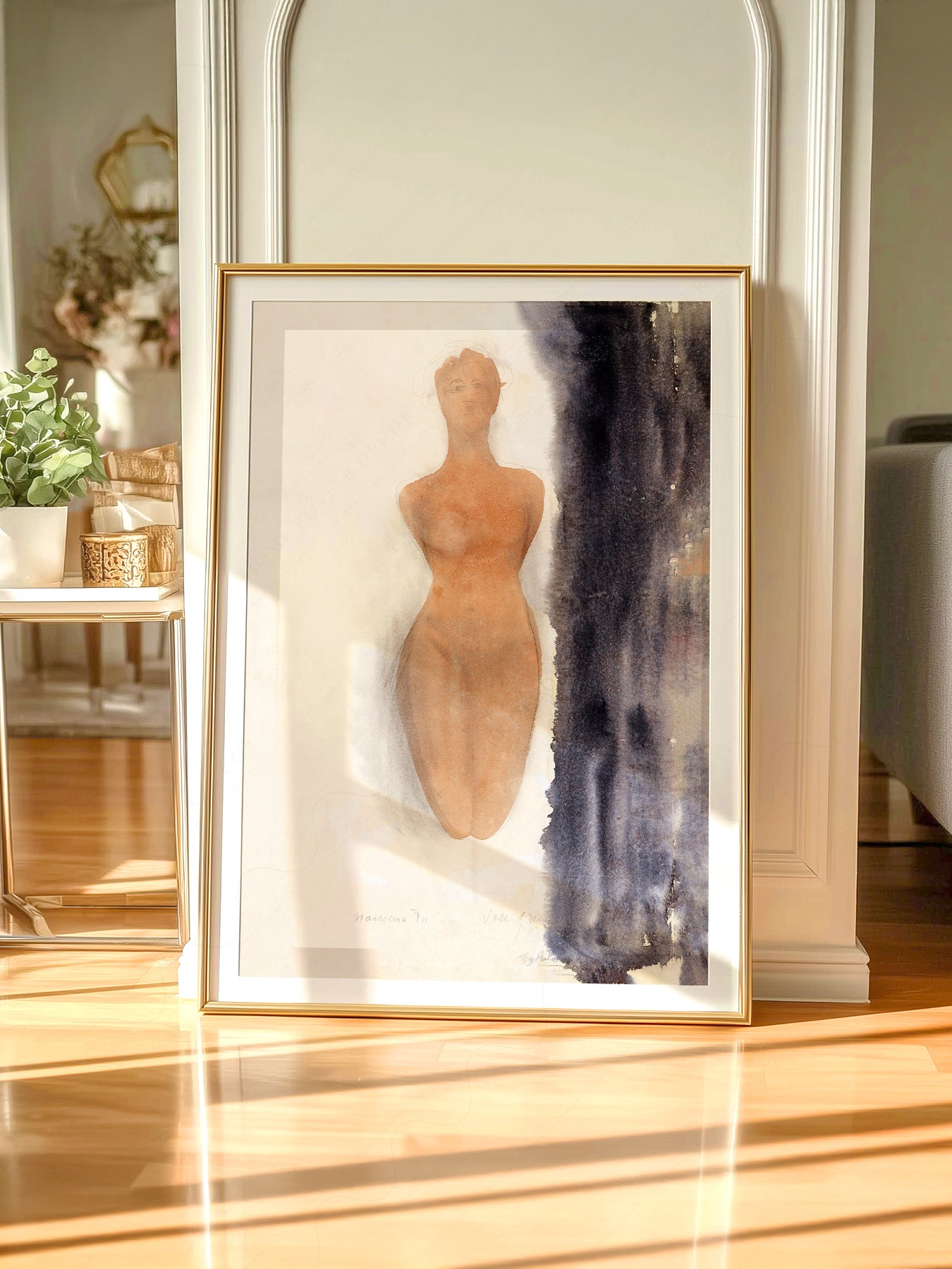 Gallery wall featuring Auguste Rodin Nude Figure Watercolor fine art print