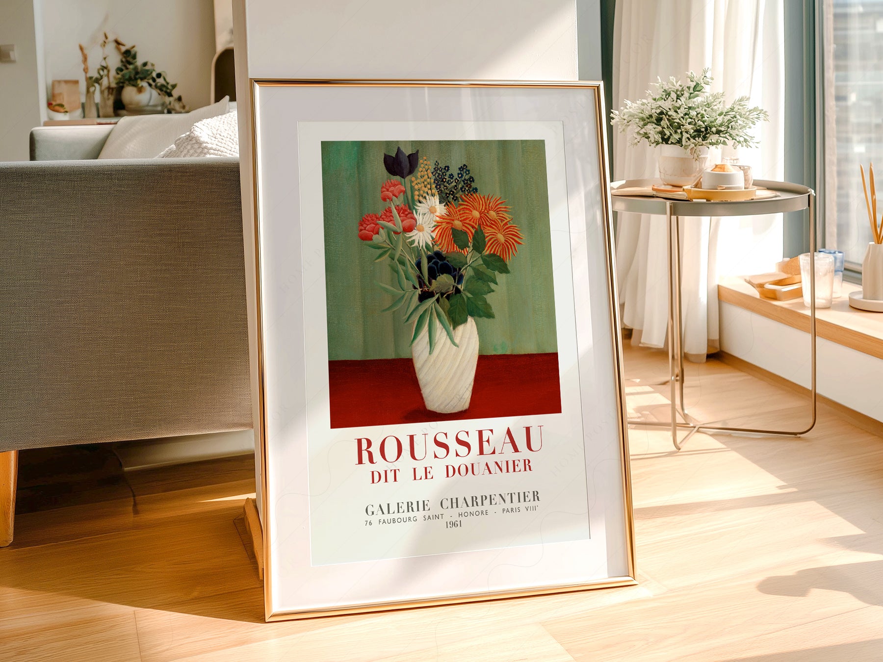 Henri Rousseau wall art in a cozy home study or reading room