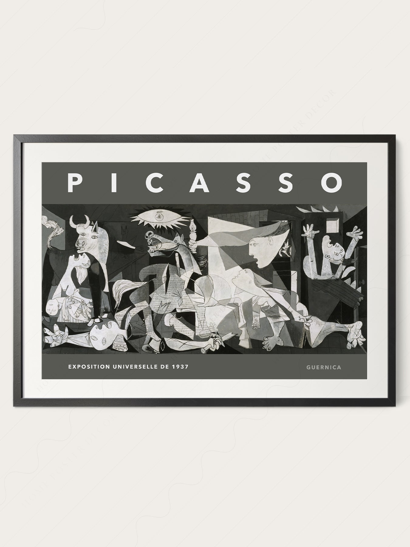 Gallery wall featuring Pablo Picasso Guernica Exhibition fine art print