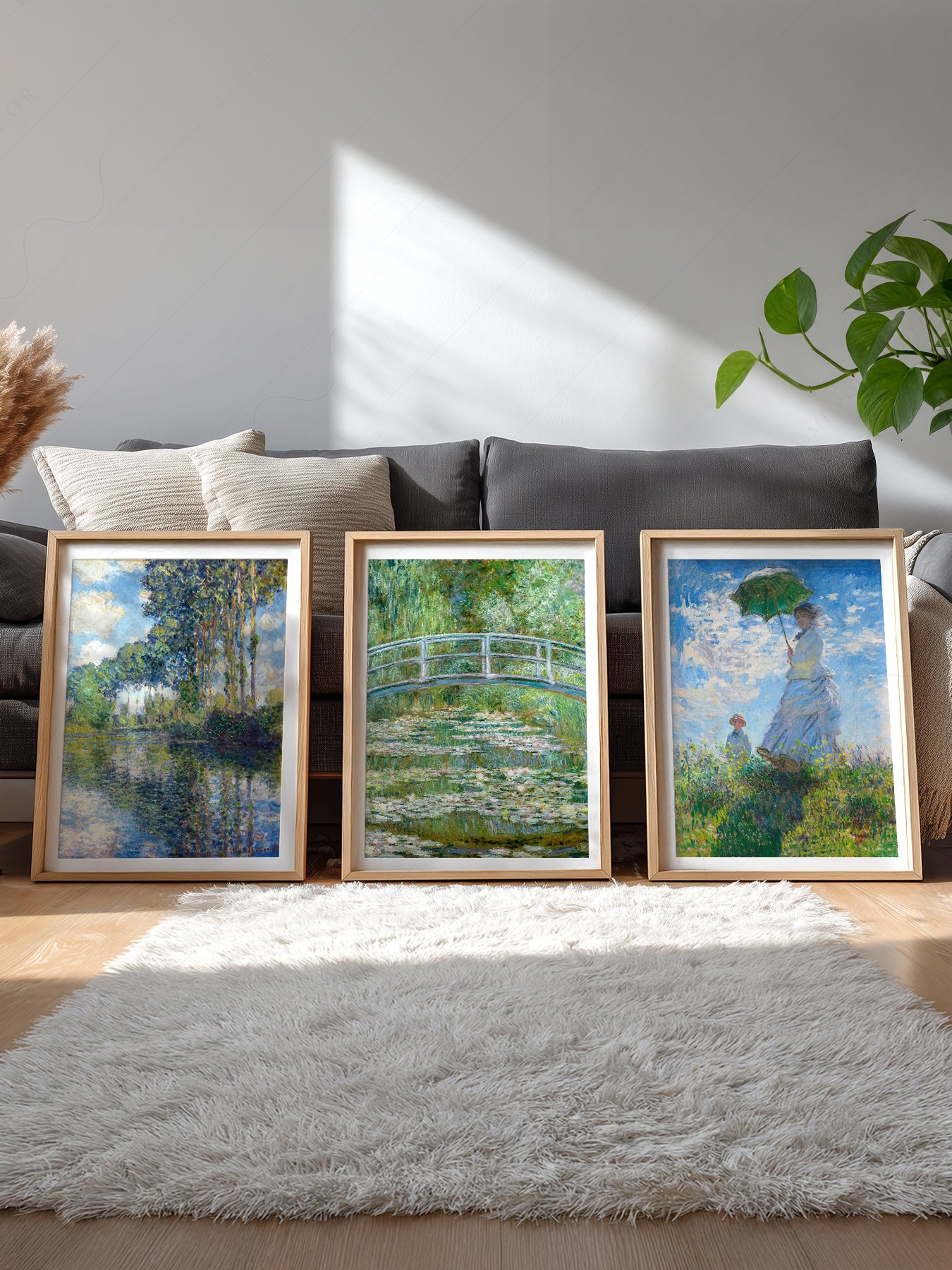 Gallery wall featuring Claude Monet Set of 3 Prints fine art print
