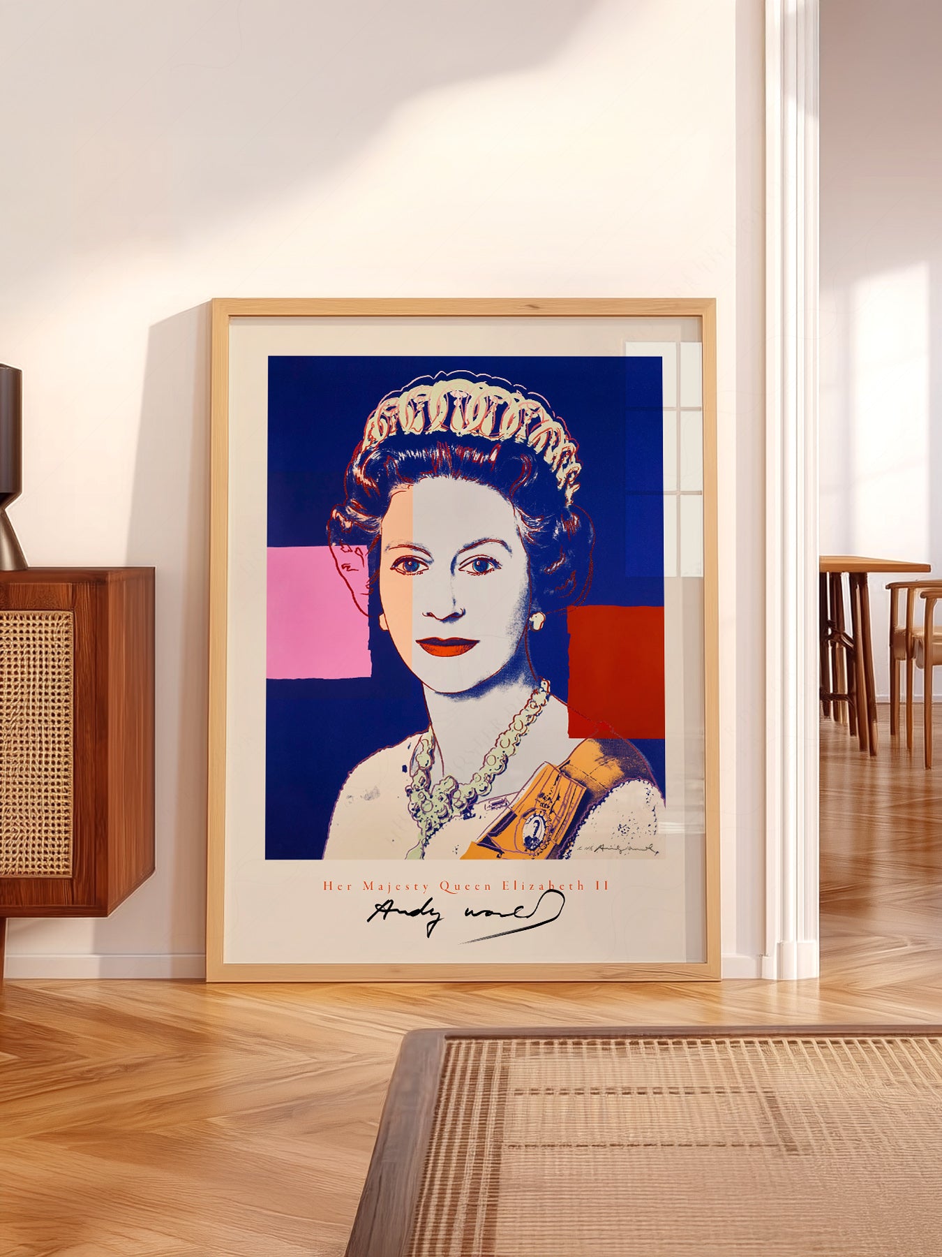 Andy Warhol wall art in a cozy home study or reading room