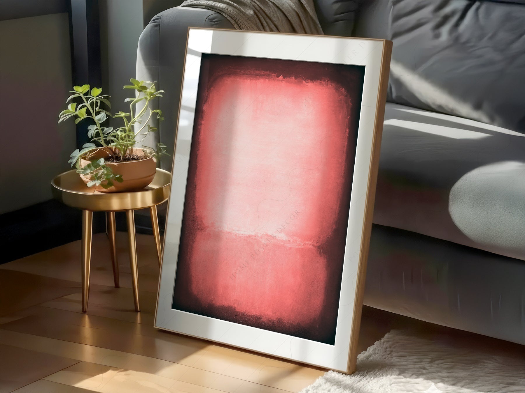 Mark Rothko art print as wall decor in a minimalist home office
