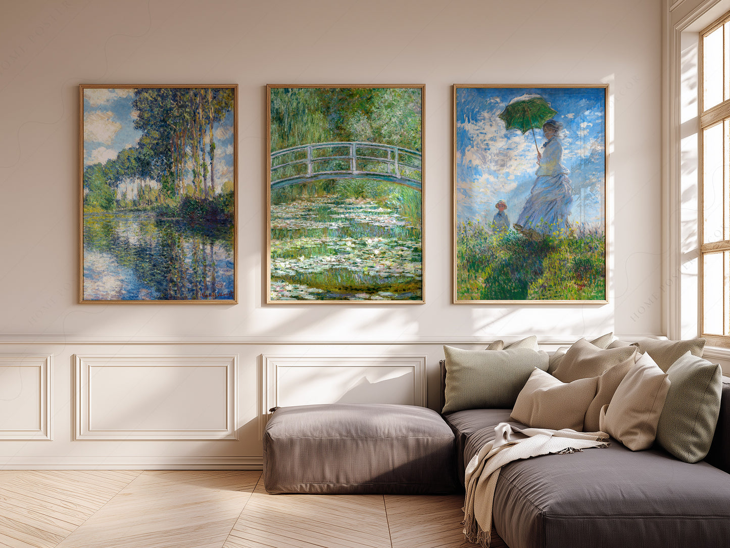 Claude Monet, Set of 3 Prints, Bridge Over a Pond, Water Lilies, Madame Monet, Poplars on the Epte