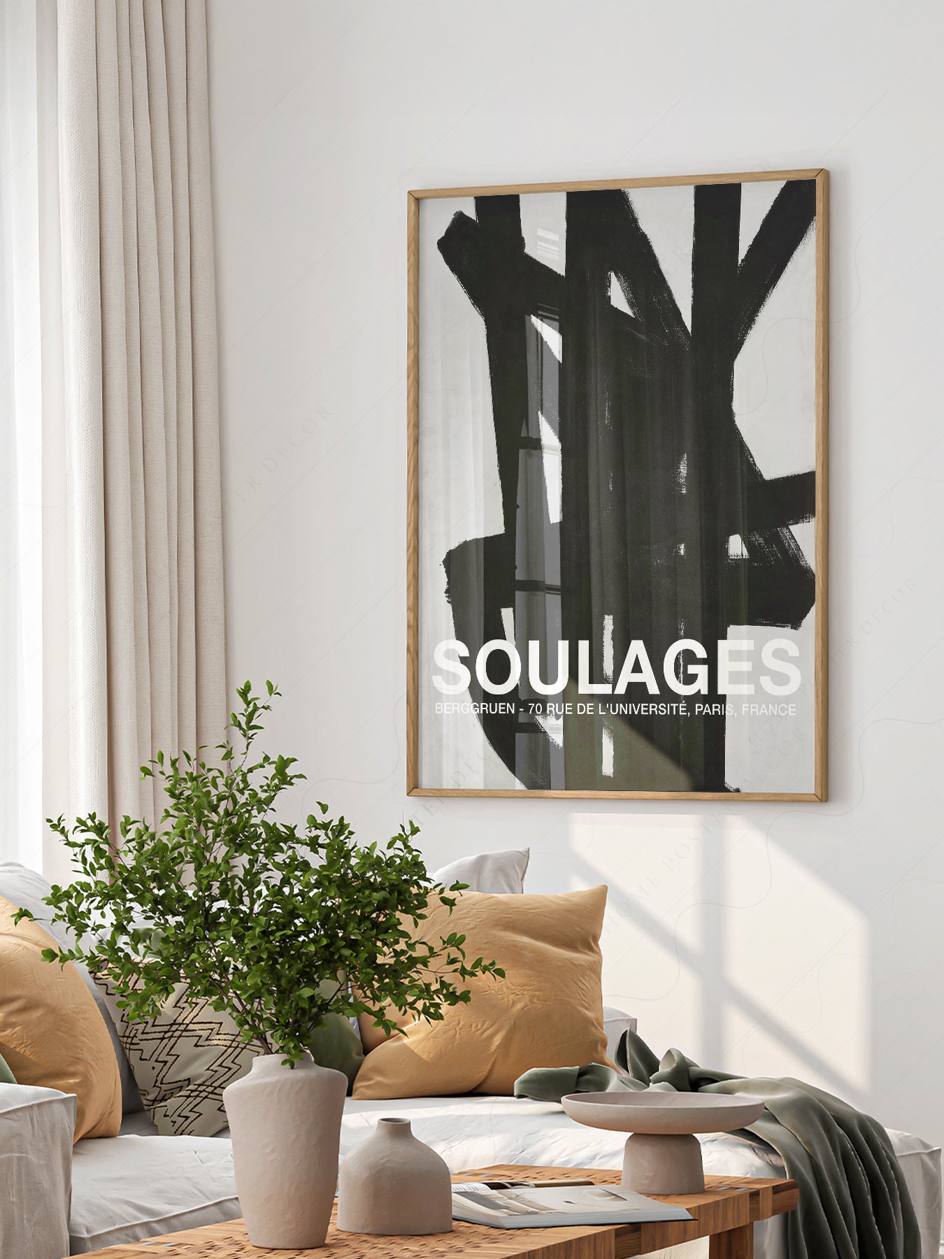 Close-up of Pierre Soulages Berggruen Exhibition archival print on Premium Matte Paper