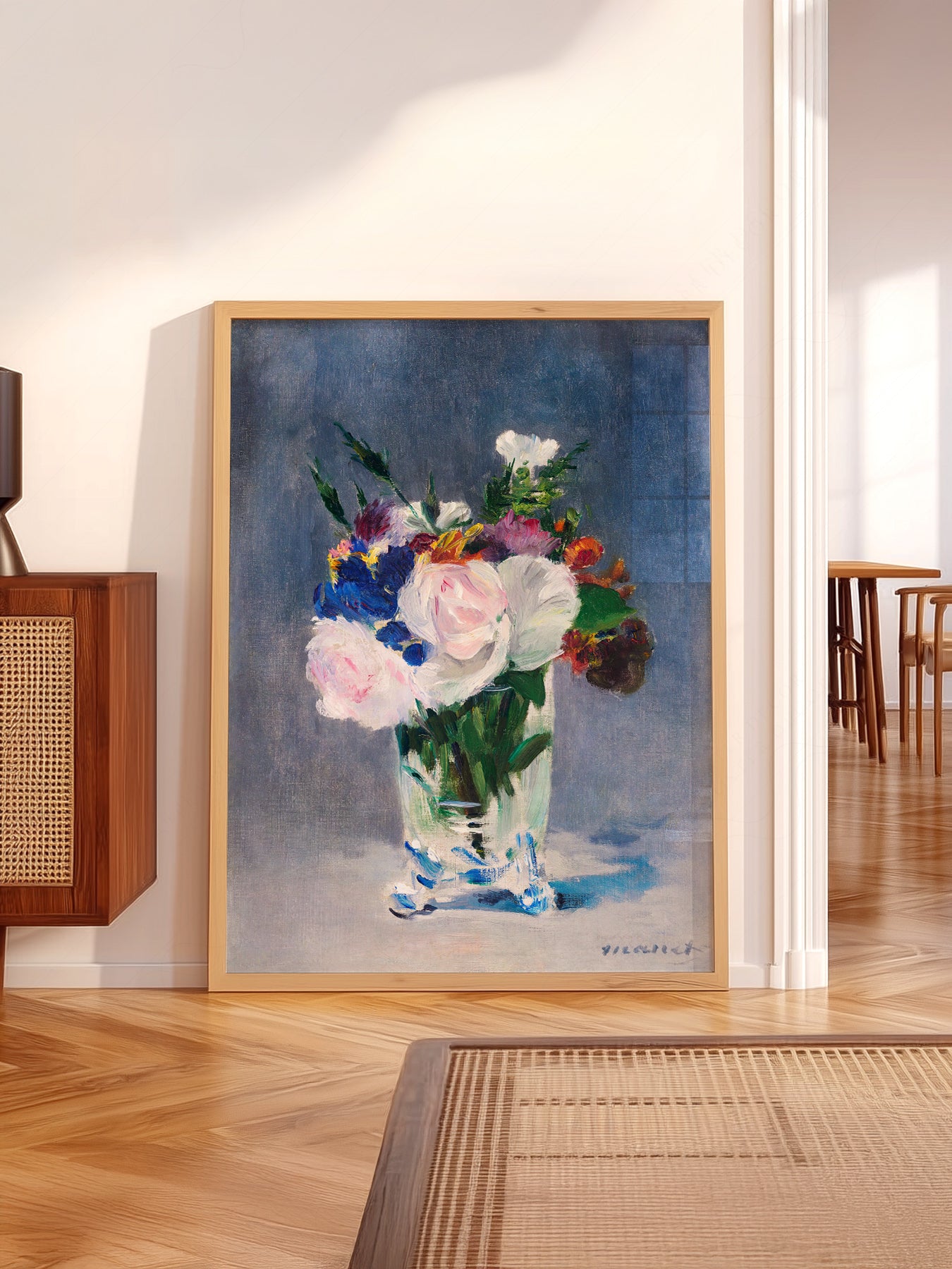Édouard Manet Flowers in a Crystal Vase wall art in a cozy home study or reading room