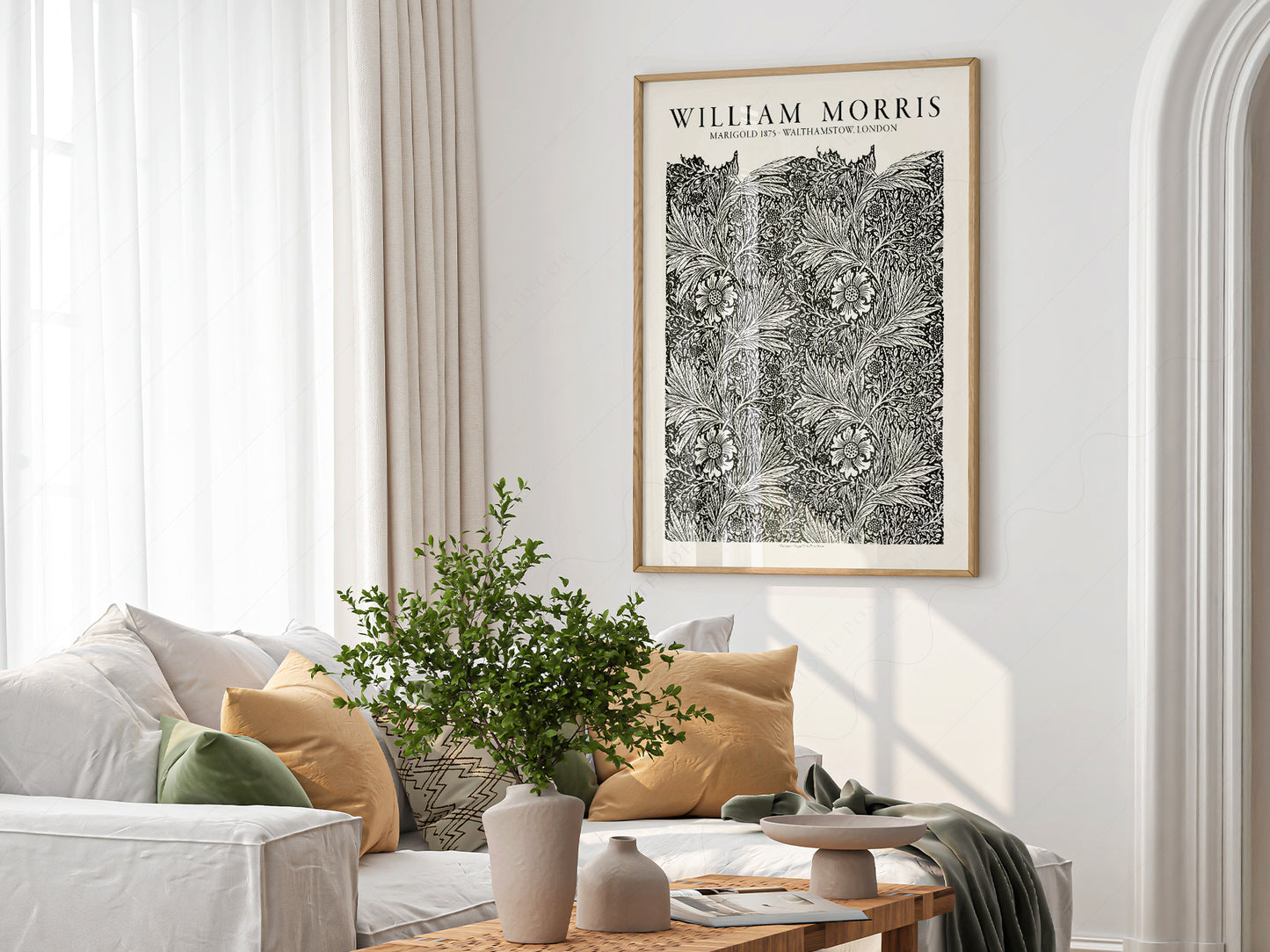 Multiple size options for William Morris Marigold 1875 wall art print display