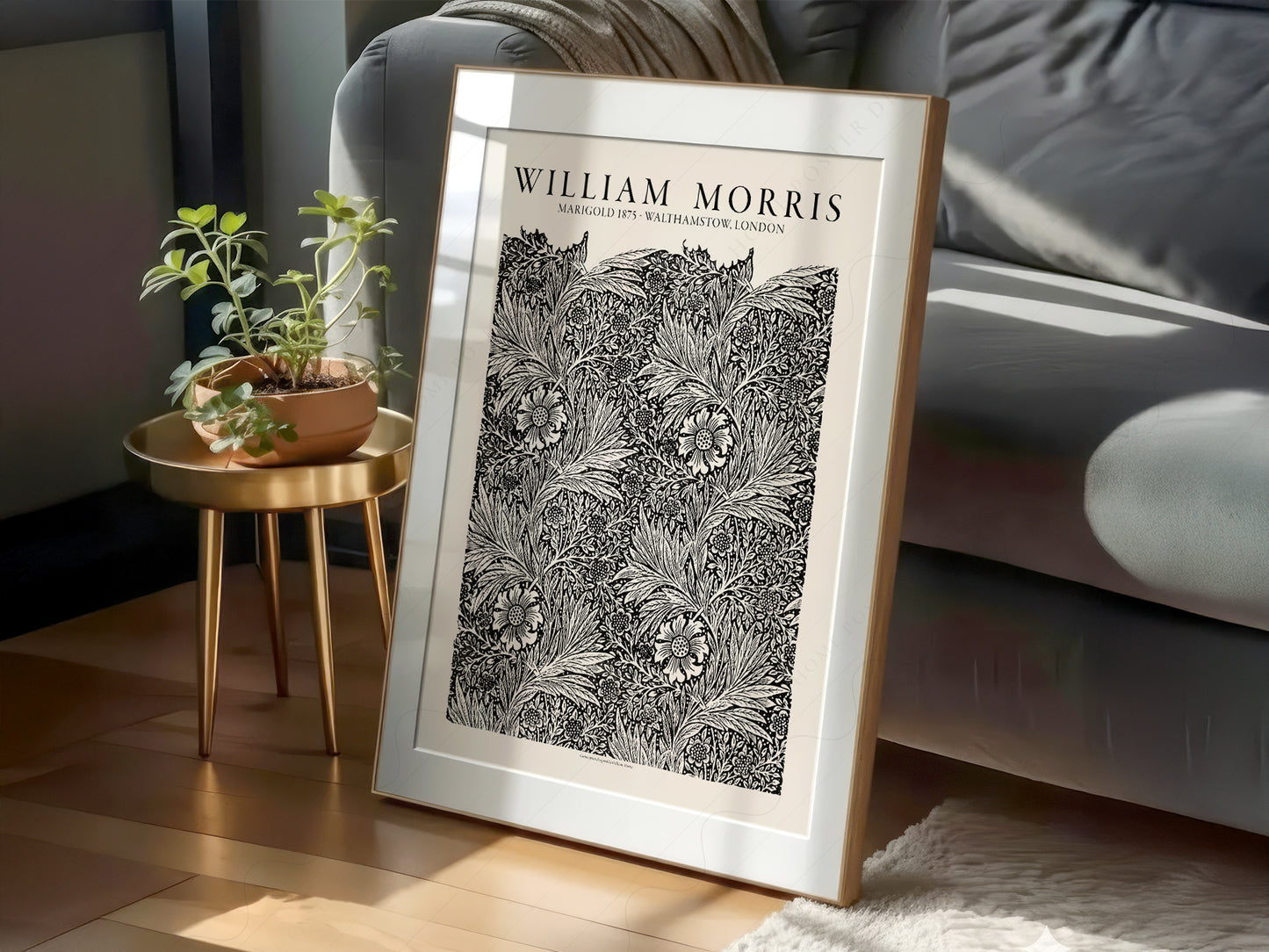 Close-up of William Morris Marigold 1875 archival print on Premium Matte Paper
