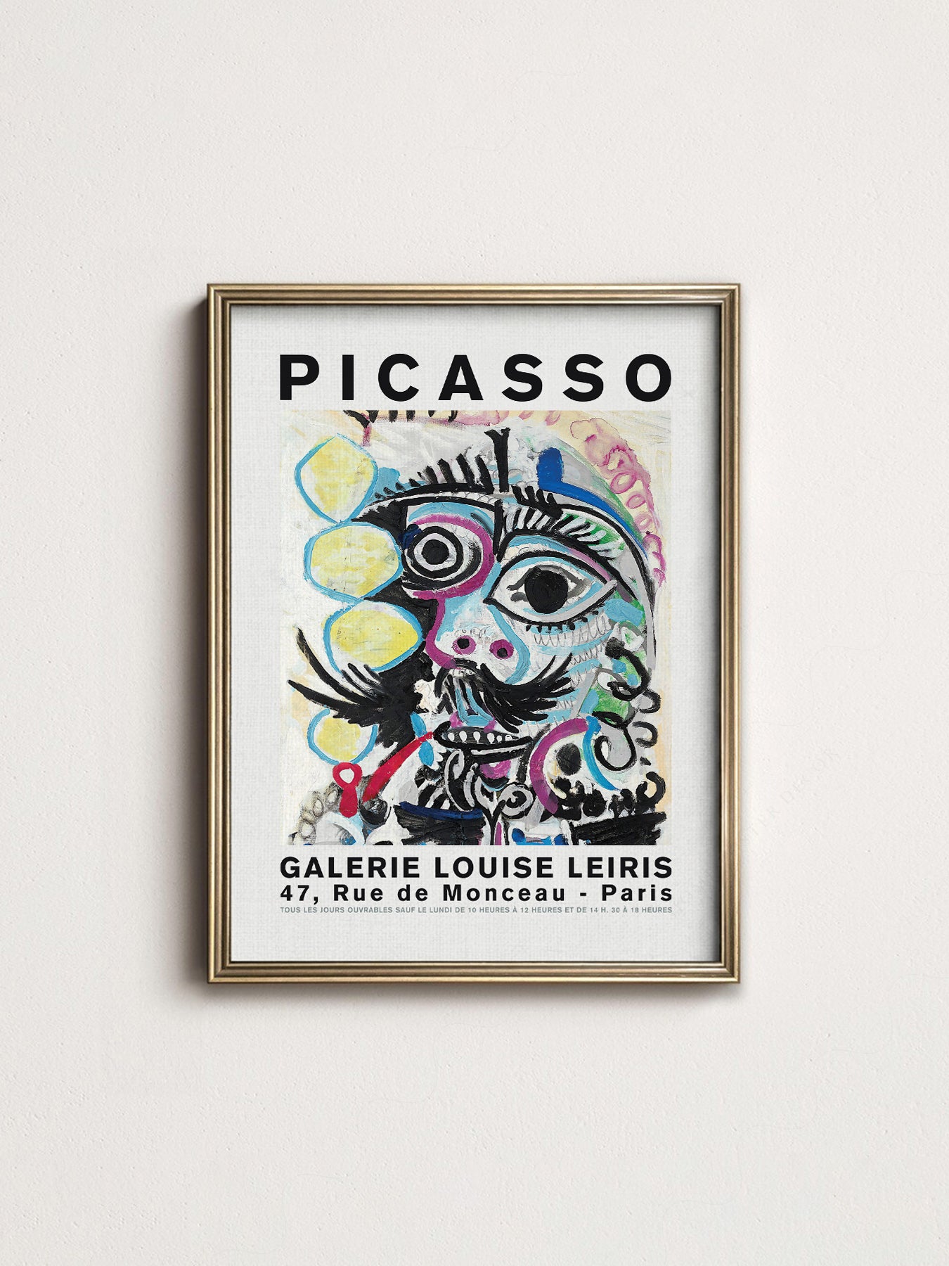 Multiple size options for Pablo Picasso Galerie Louise Leiris wall art print display