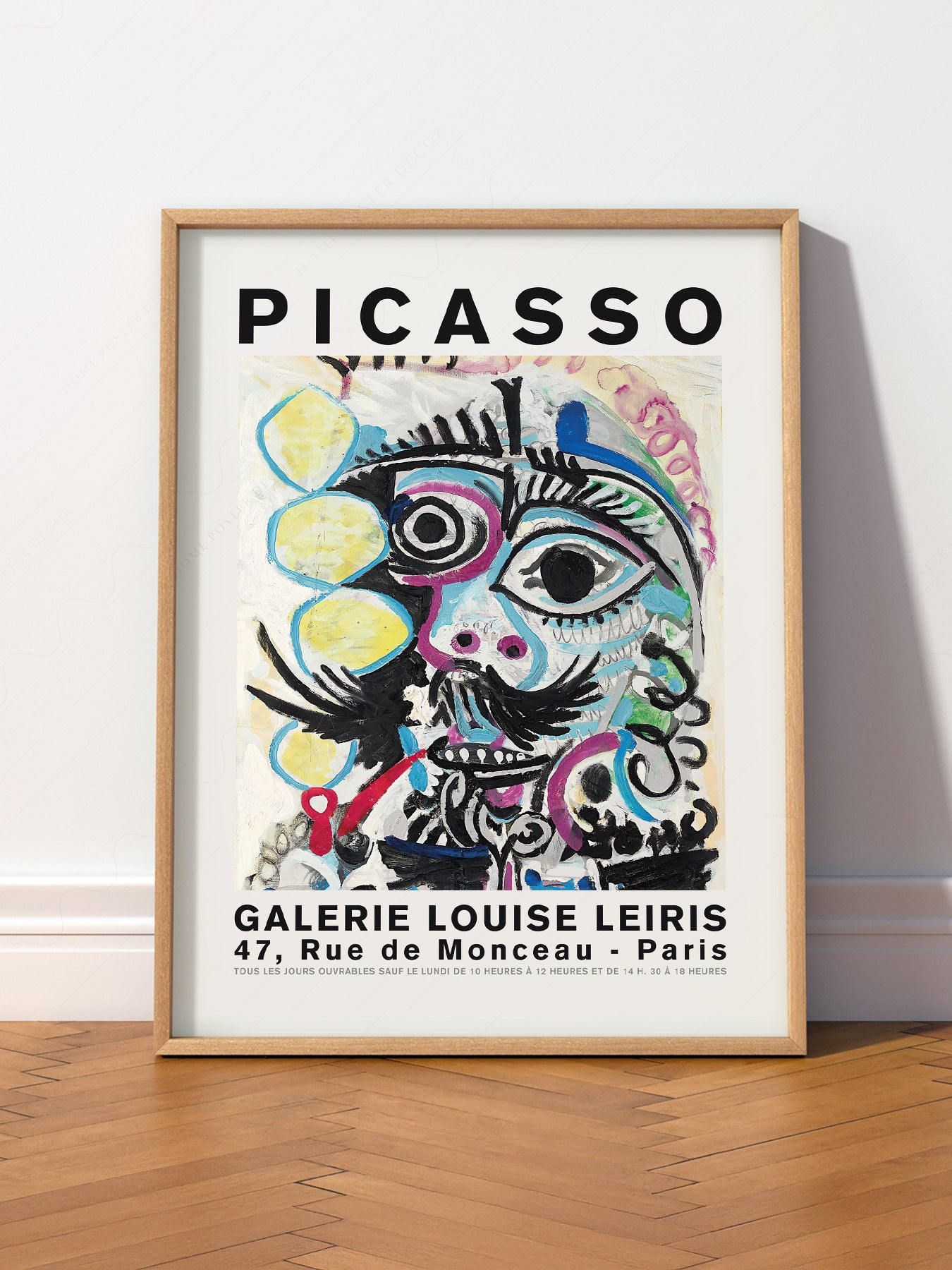 Pablo Picasso Galerie Louise Leiris wall art print displayed in a bright modern living room