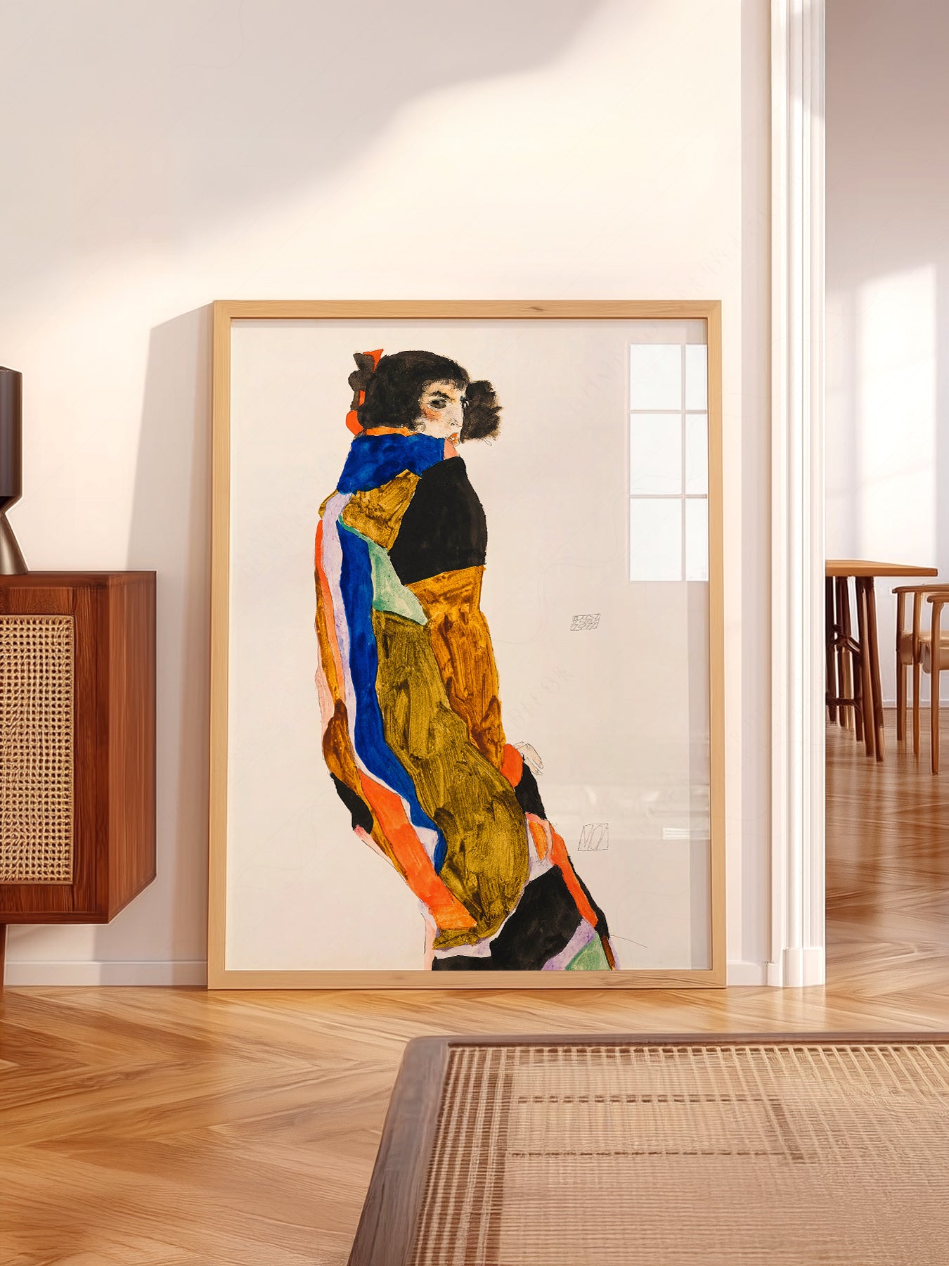 Egon Schiele wall art in a cozy home study or reading room