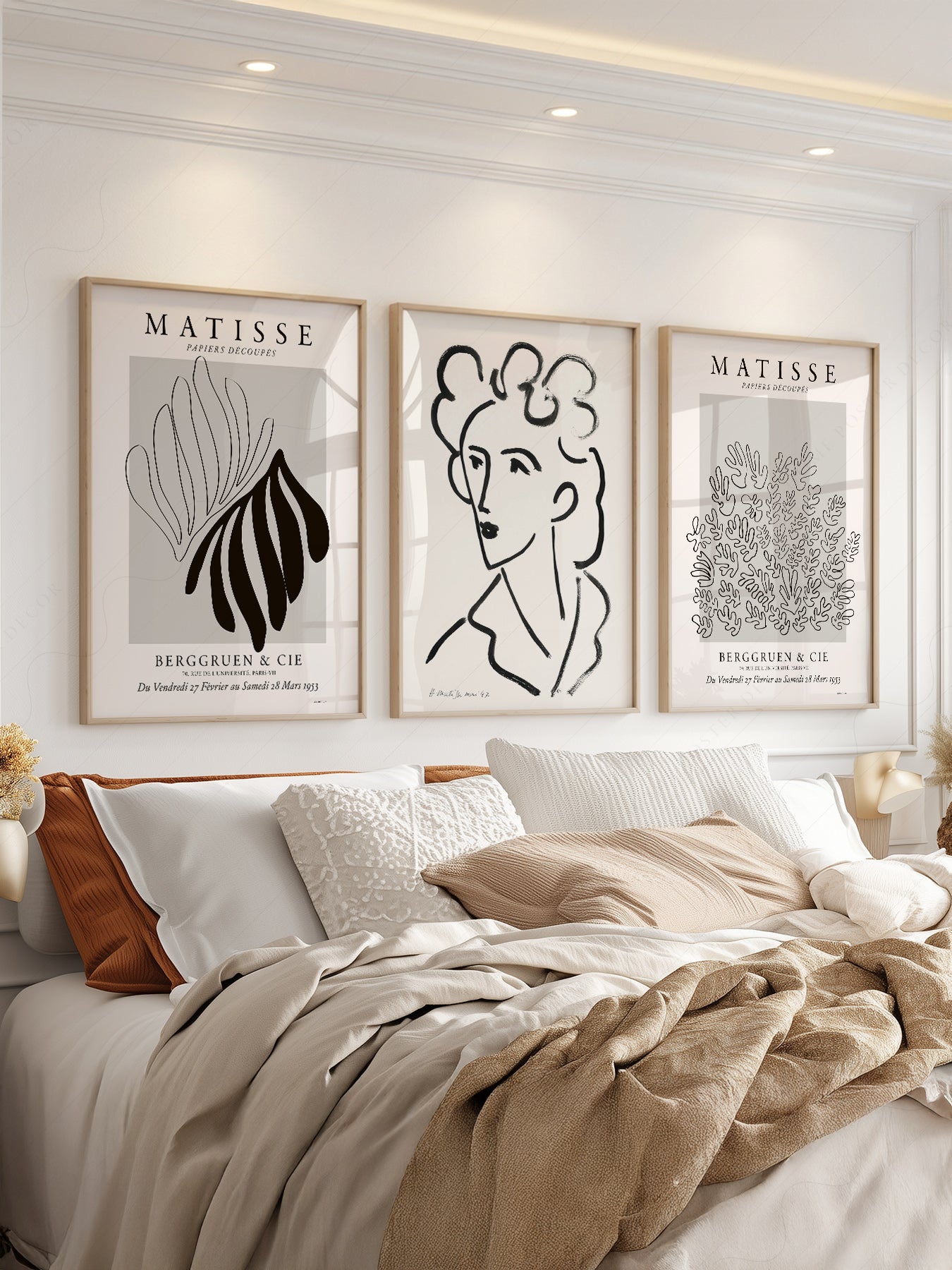Henri Matisse art print styled in a Scandinavian bedroom