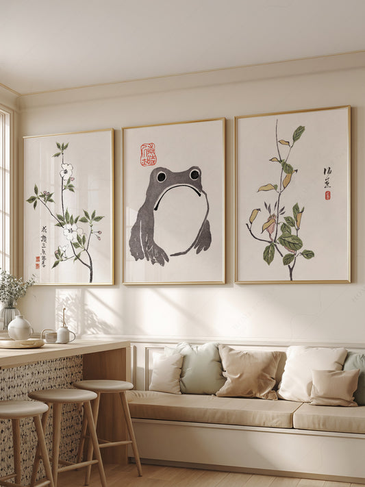 Matsumoto Hoji Frog Art Print Set – Japanese Botanical – fine art print wall decor