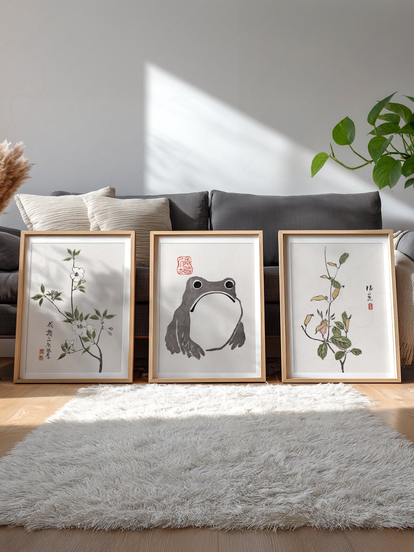 Matsumoto Hoji Frog Art Print Set – Japanese Botanical – gallery wall art poster