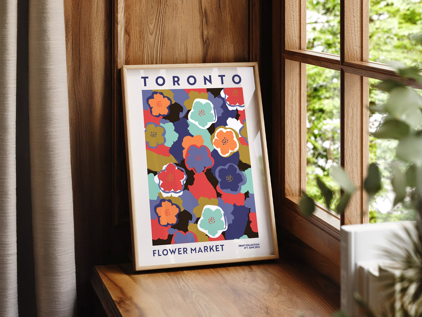Flower Market Toronto, Famous City Poster, Travel Gift Idea, Floral Wall Art