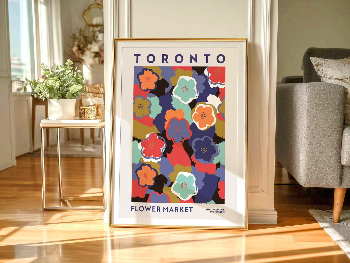 Flower Market Toronto, Famous City Poster, Travel Gift Idea, Floral Wall Art