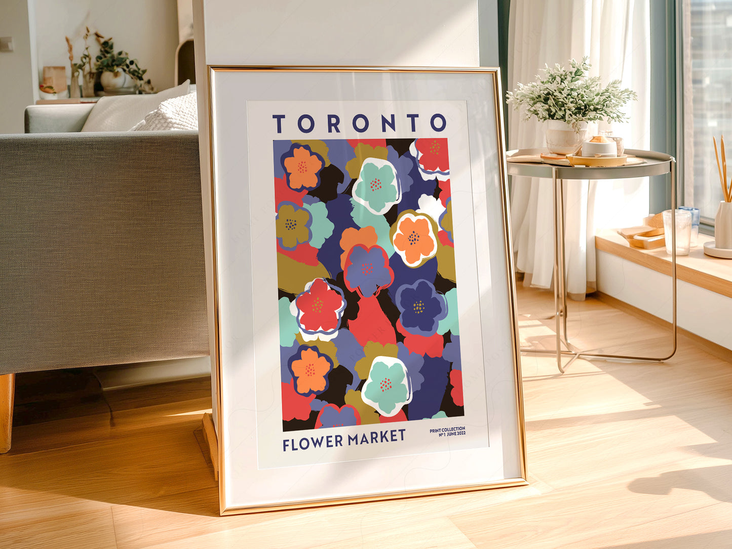 Flower Market Toronto, Famous City Poster, Travel Gift Idea, Floral Wall Art