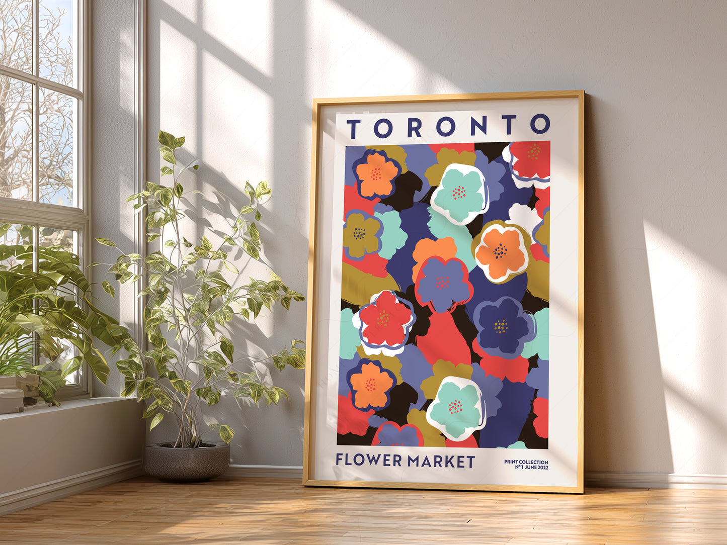 Flower Market Toronto, Famous City Poster, Travel Gift Idea, Floral Wall Art