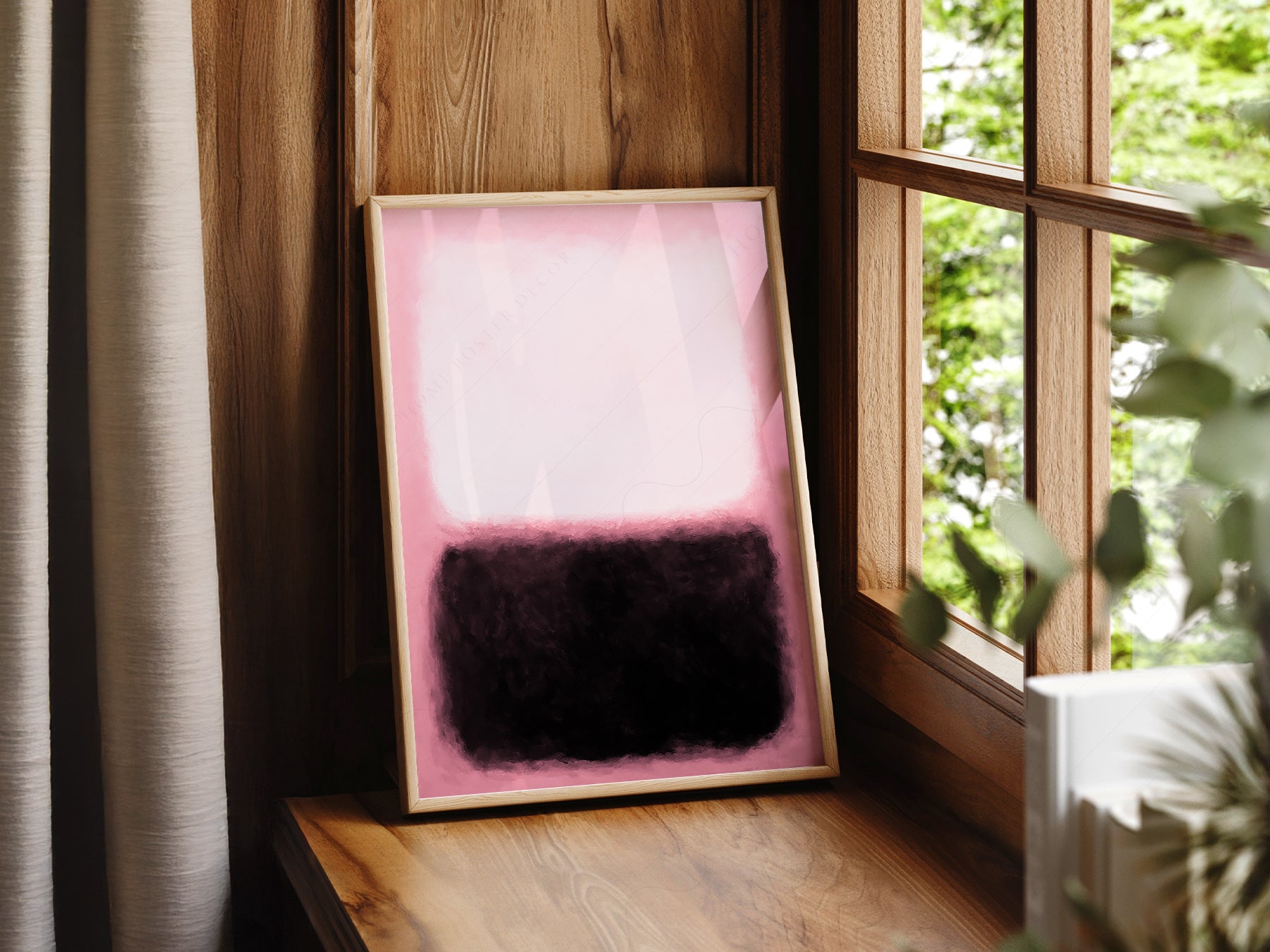 Mark Rothko art print as wall decor in a minimalist home office
