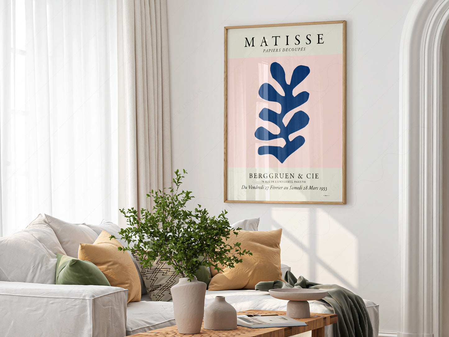 Henri Matisse, The Cut-outs Serie, Exhibition poster, Pink background and navy blue leaf