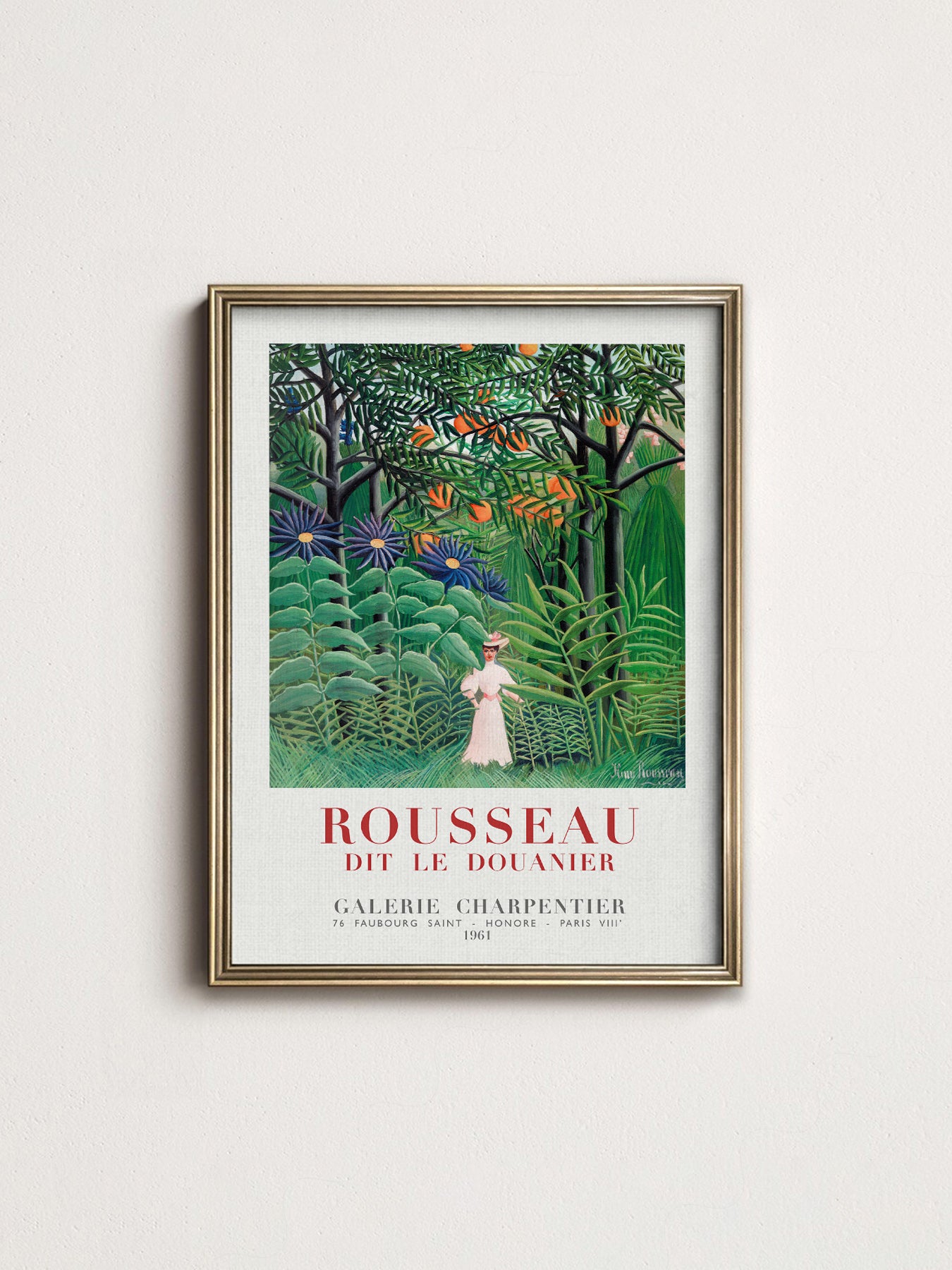 Multiple size options for Henri Rousseau Woman Walking in an wall art print display
