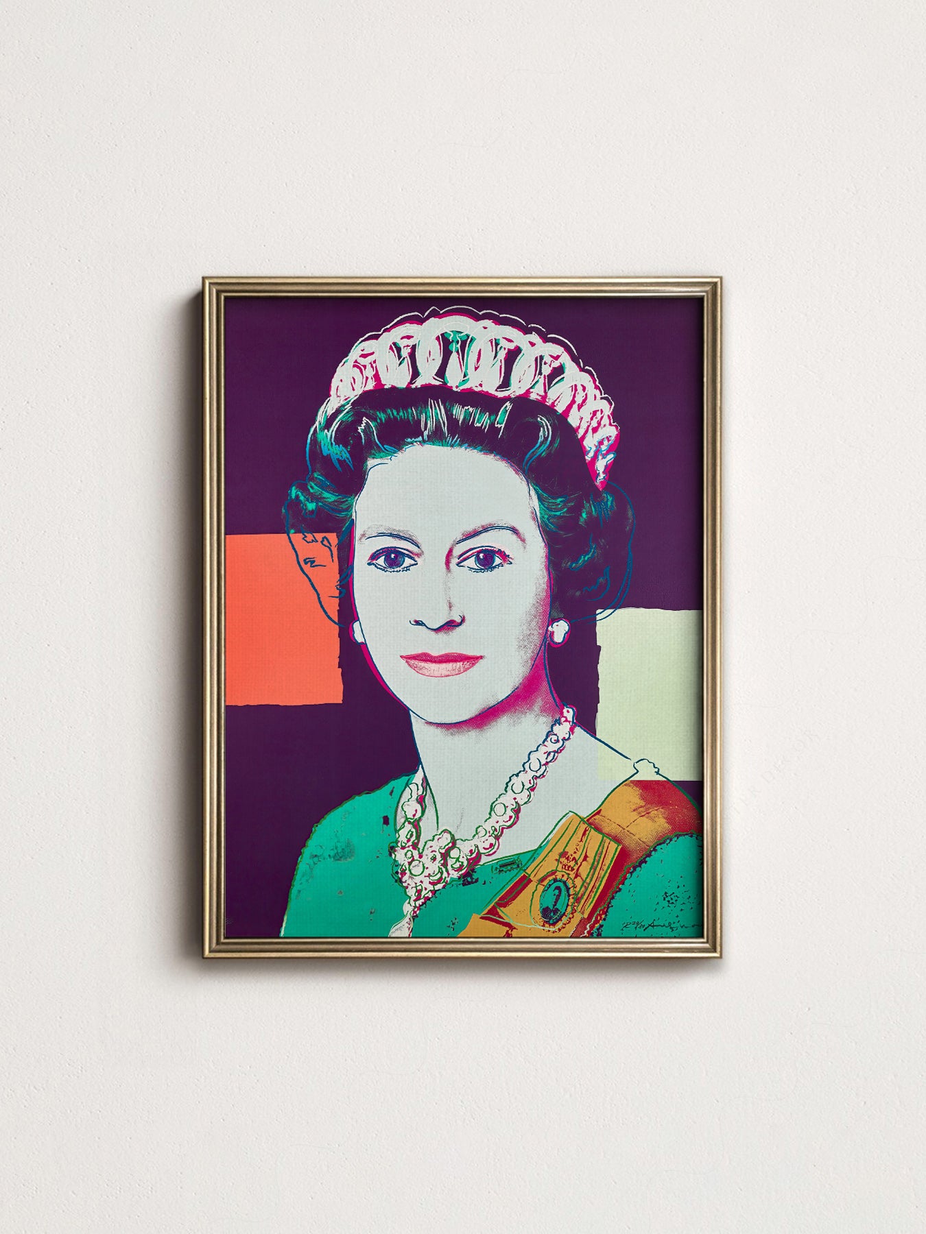 Multiple size options for Andy Warhol Queen Elizabeth II Pop wall art print display