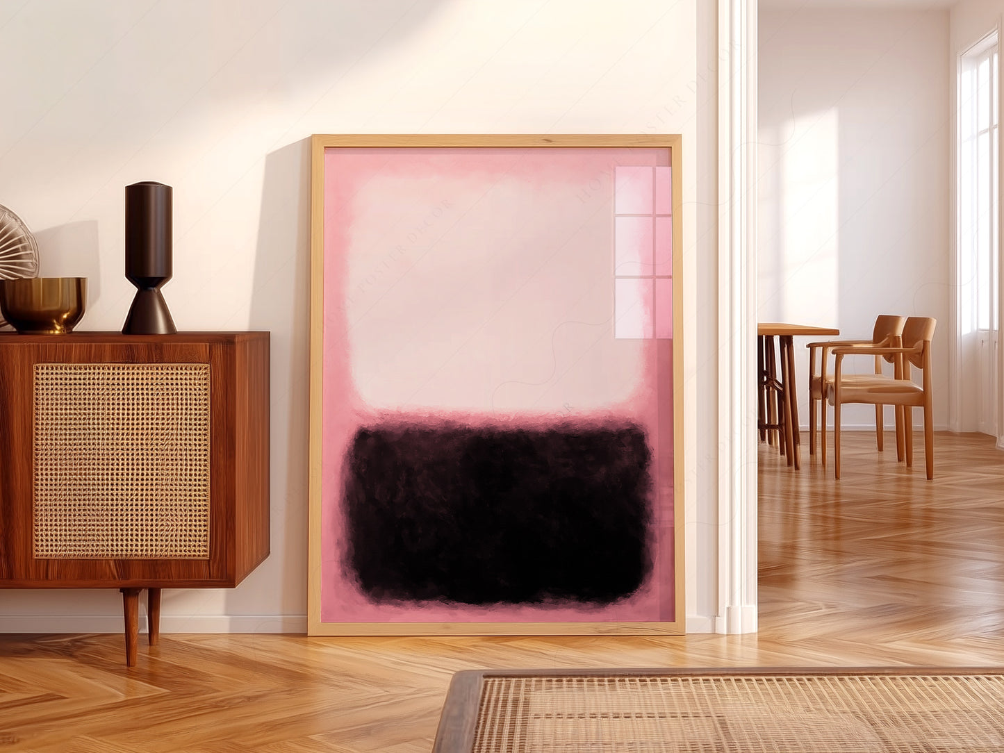 Mark Rothko art print styled in a Scandinavian bedroom