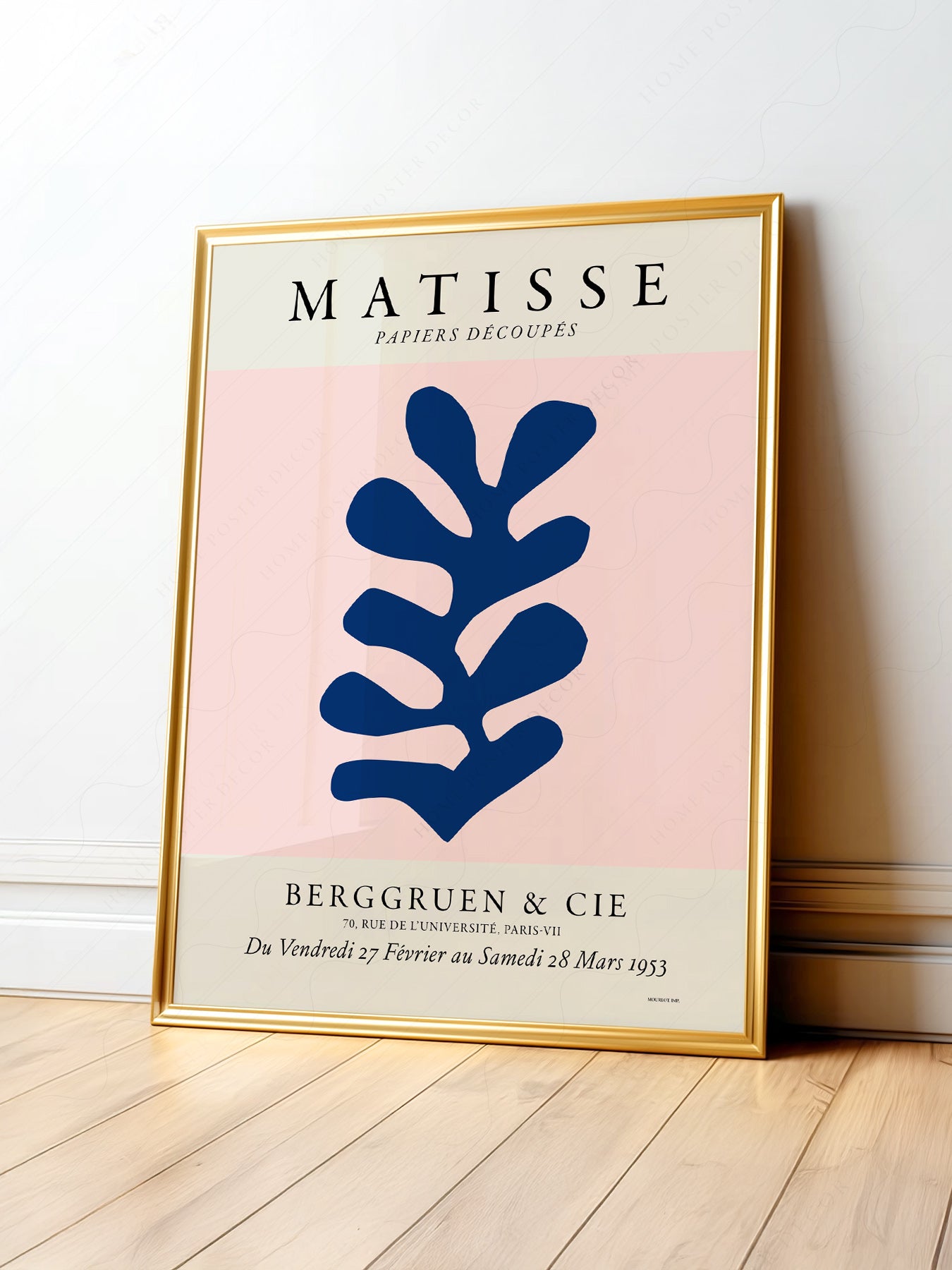 Henri Matisse, The Cut-outs Serie, Exhibition poster, Pink background and navy blue leaf