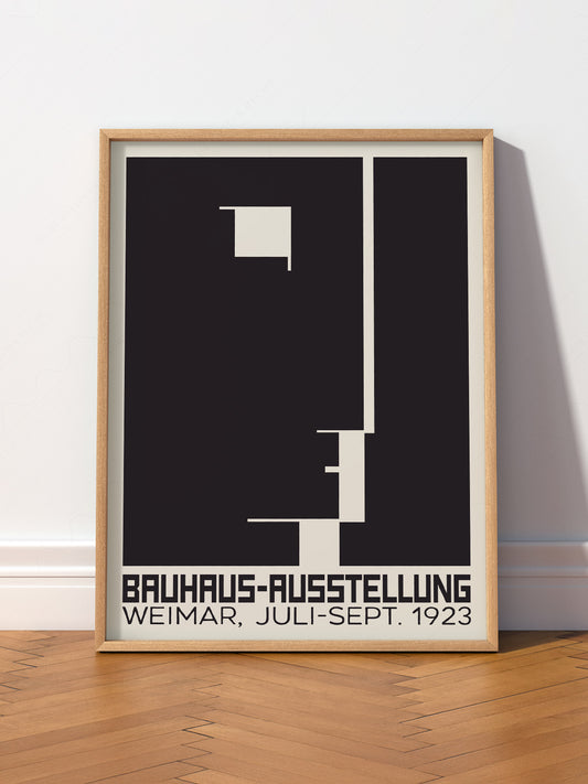 Bauhaus Ausstellung 1923 Exhibition wall art print displayed in a bright modern living room