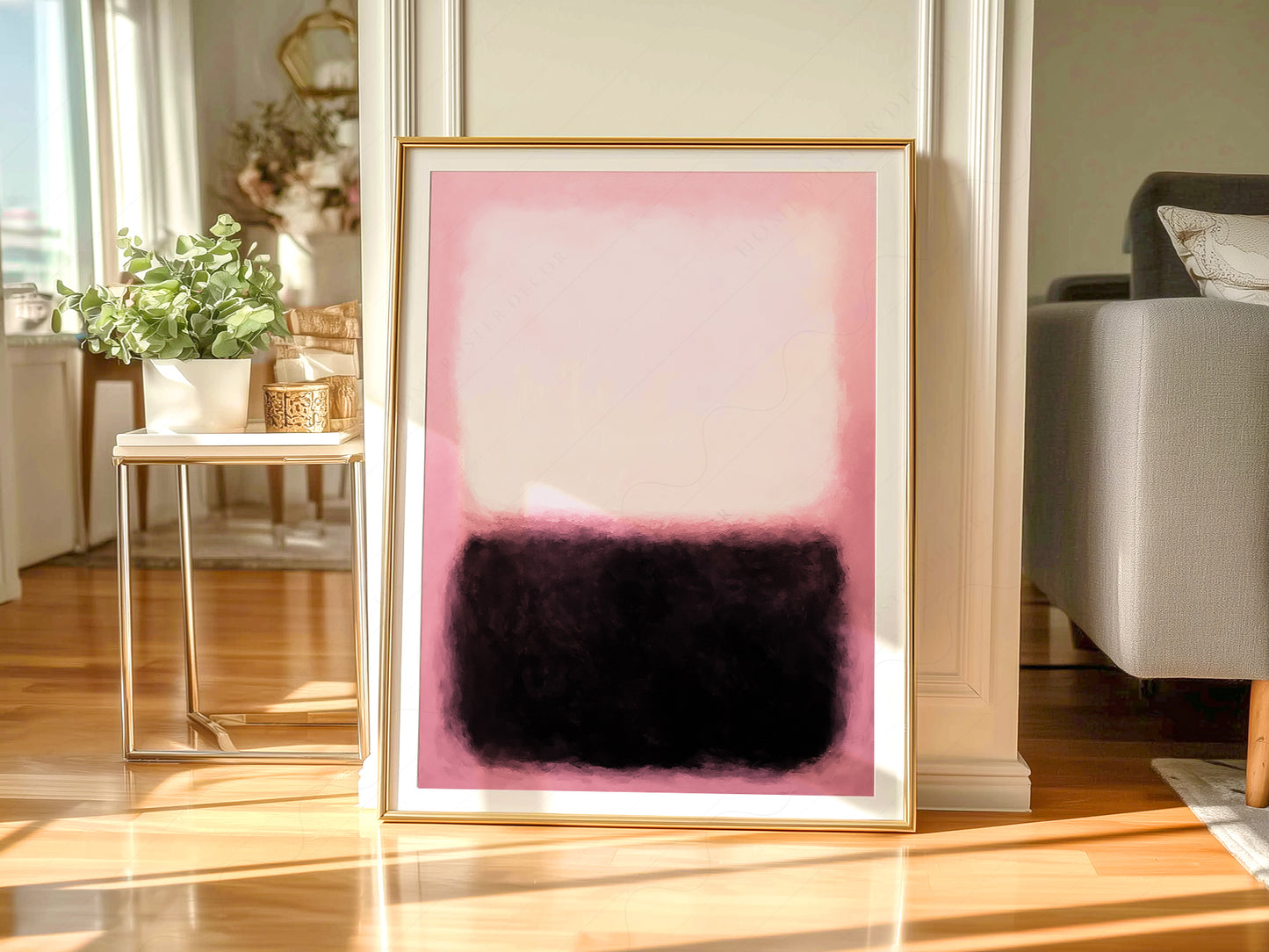 Gallery wall featuring Mark Rothko Pink and Black Untitled fine art print