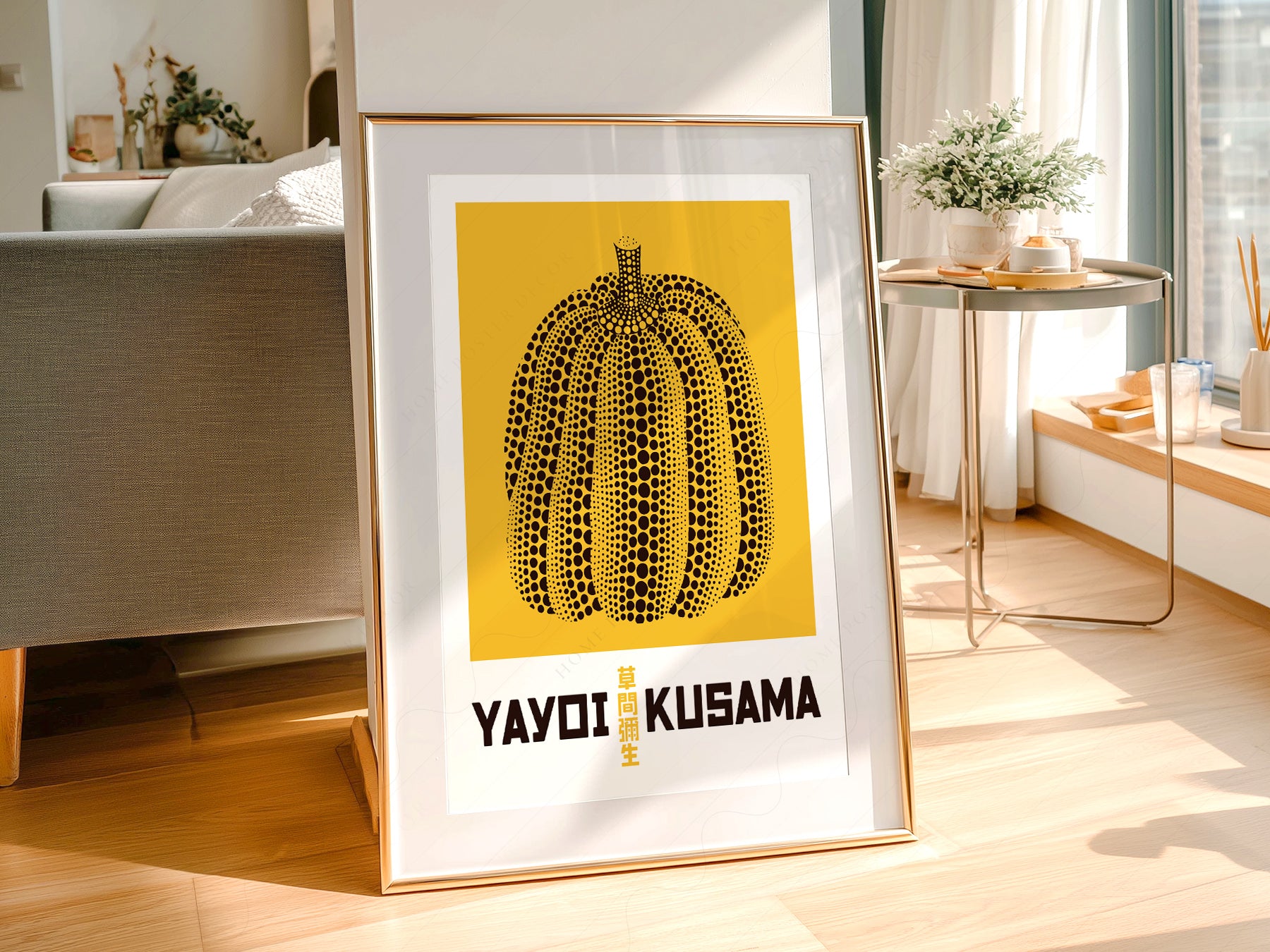 Close-up of Yayoi Kusama Yellow Pumpkin archival print on Premium Matte Paper