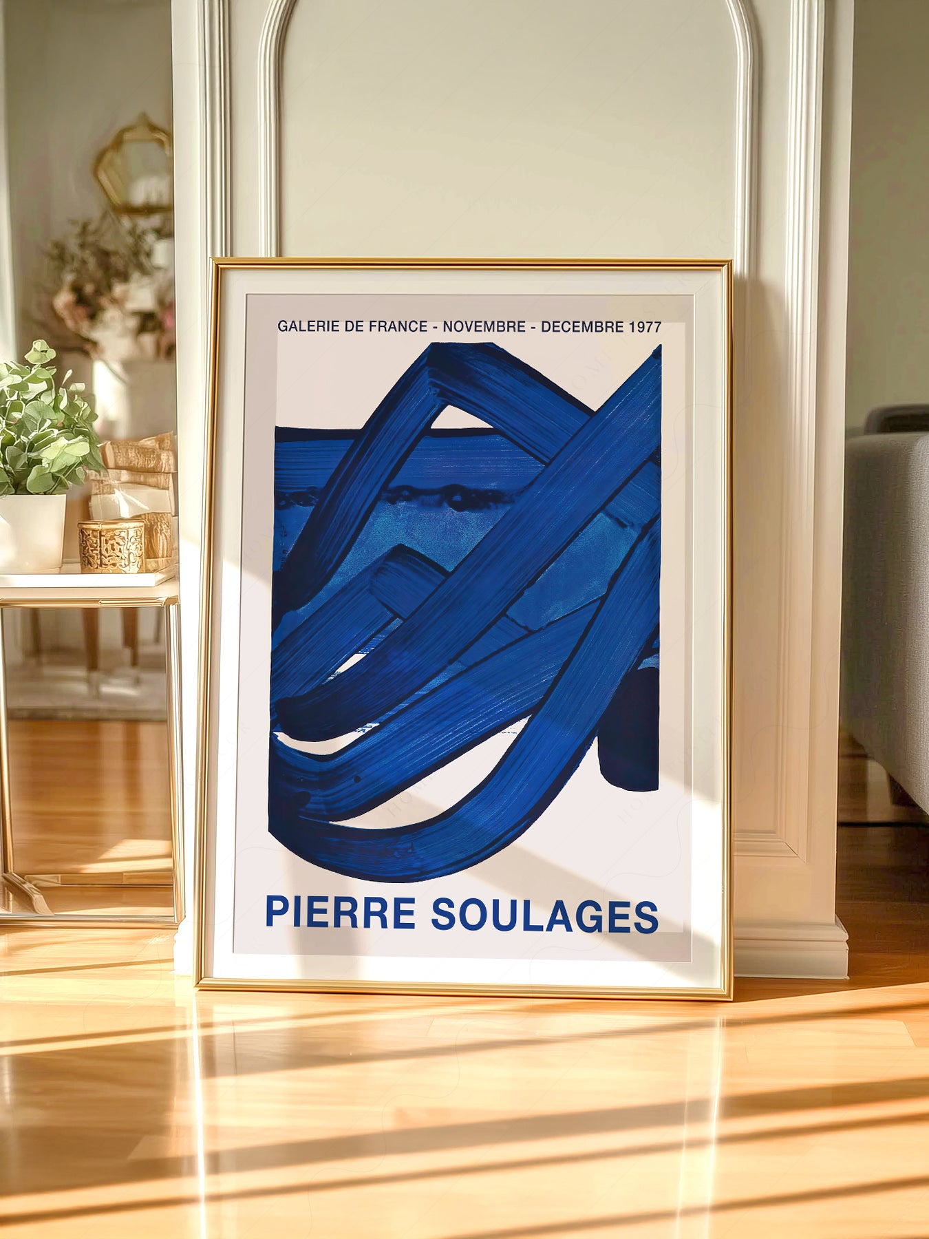Gallery wall featuring Pierre Soulages Galerie de France 1977 fine art print