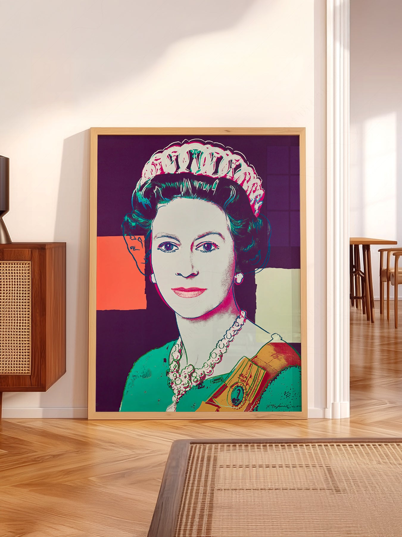 Andy Warhol wall art in a cozy home study or reading room