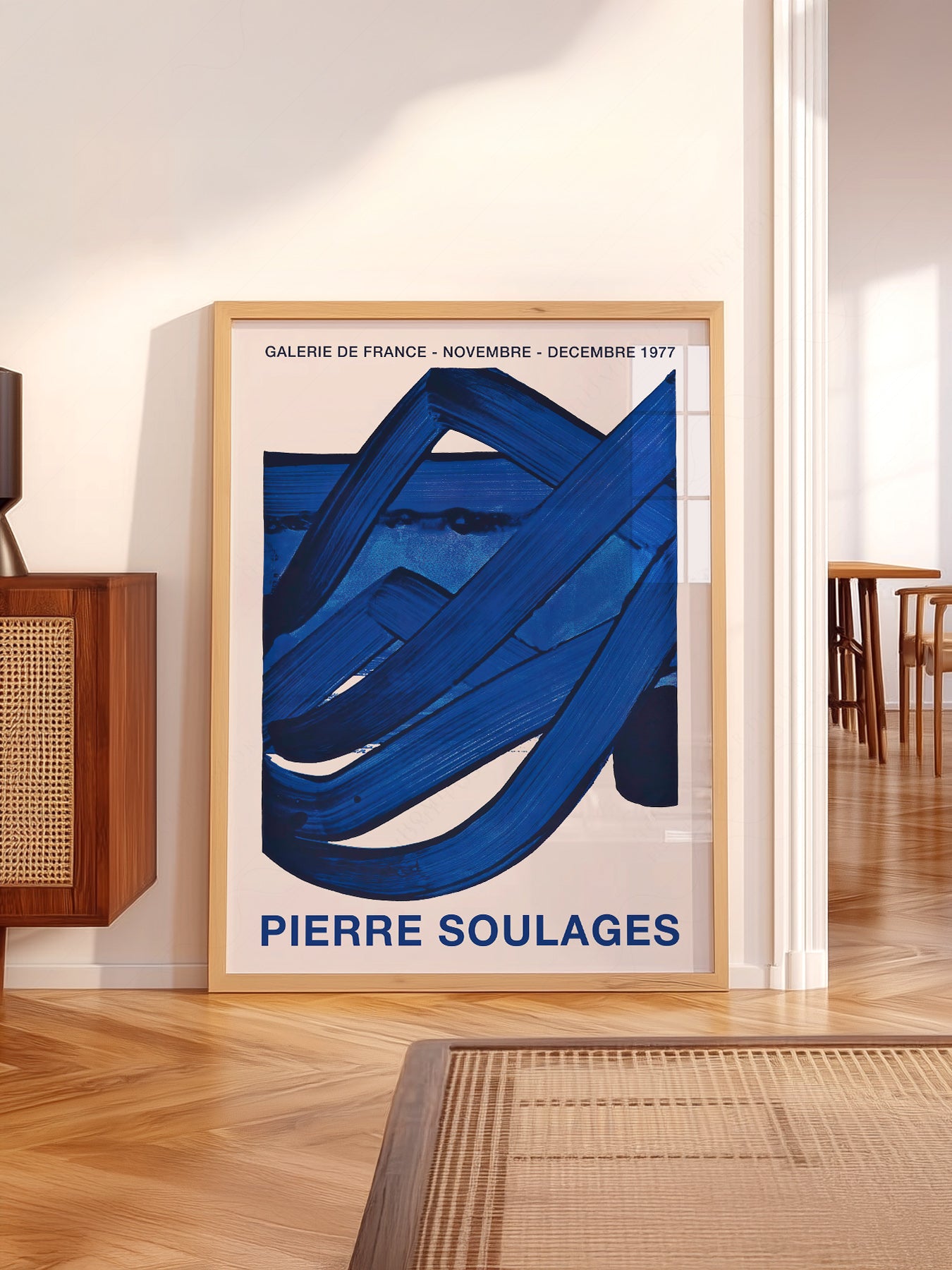 Pierre Soulages Galerie de France 1977 wall art in a cozy home study or reading room