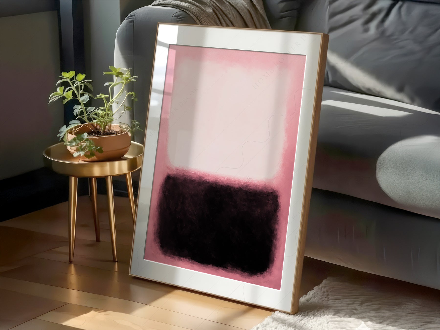 Mark Rothko Pink and Black Untitled in a light-filled Japandi-inspired living space