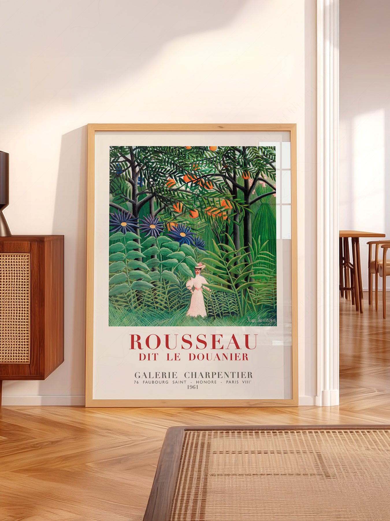 Henri Rousseau wall art in a cozy home study or reading room